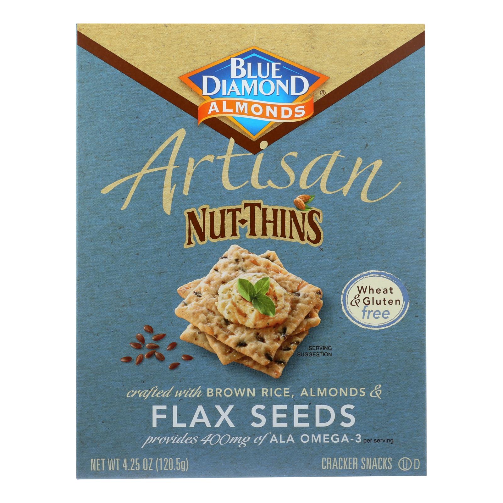 Blue Diamond - Artesion Nut Thins - Flax Seed - Case Of 12 - 4.25 Oz. - GreatEagleInc