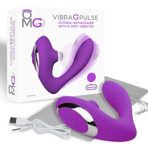 Omg Vibra G Pulse Clitoral Suction Massager W/ G-spot Vibrator Purple - GreatEagleInc