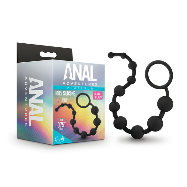 Anal Adventures Platinum Silicone 10 Anal Beads Black Default Title