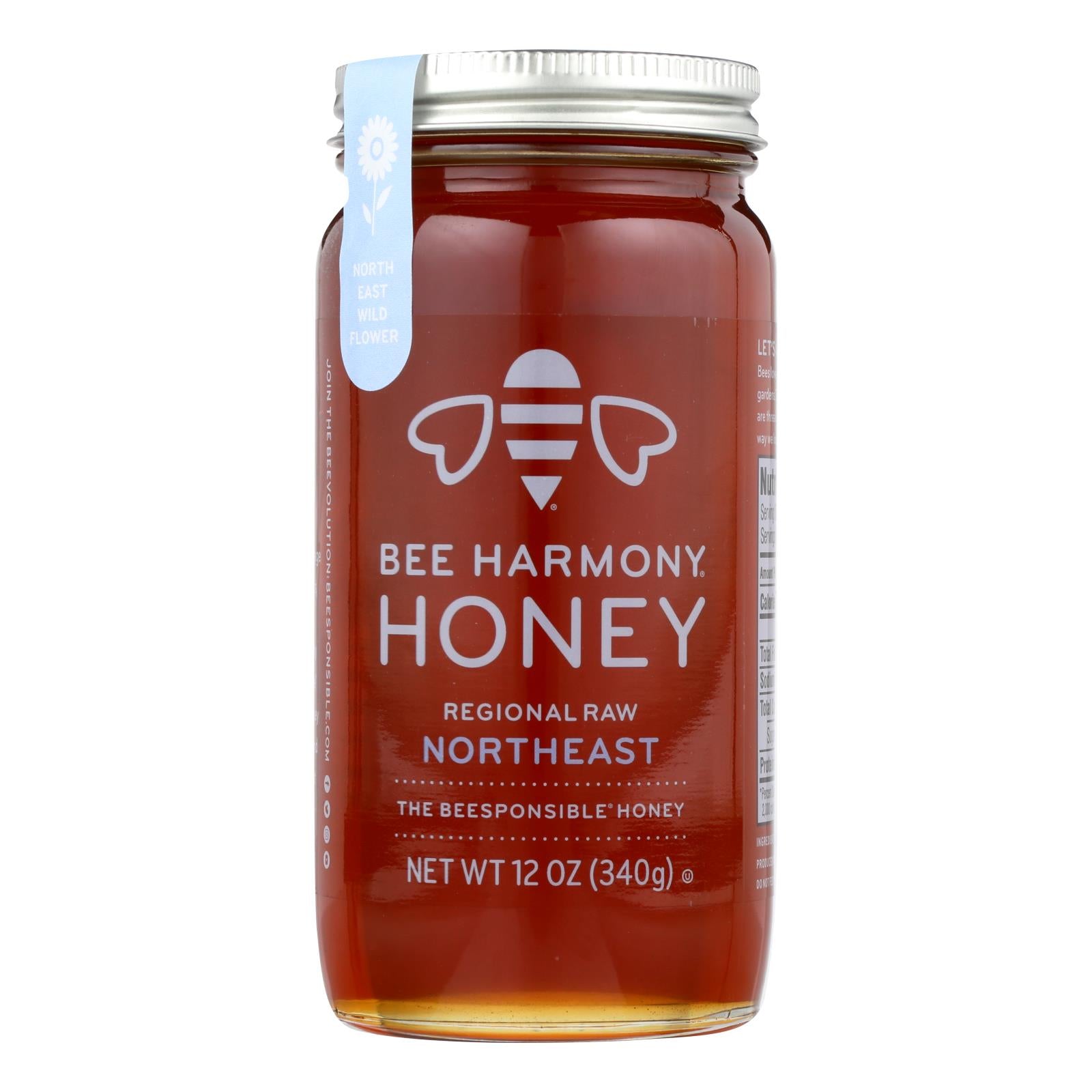 Bee Harmony - Honey - Regional Raw Northeast - Case Of 6-12 Oz. - GreatEagleInc