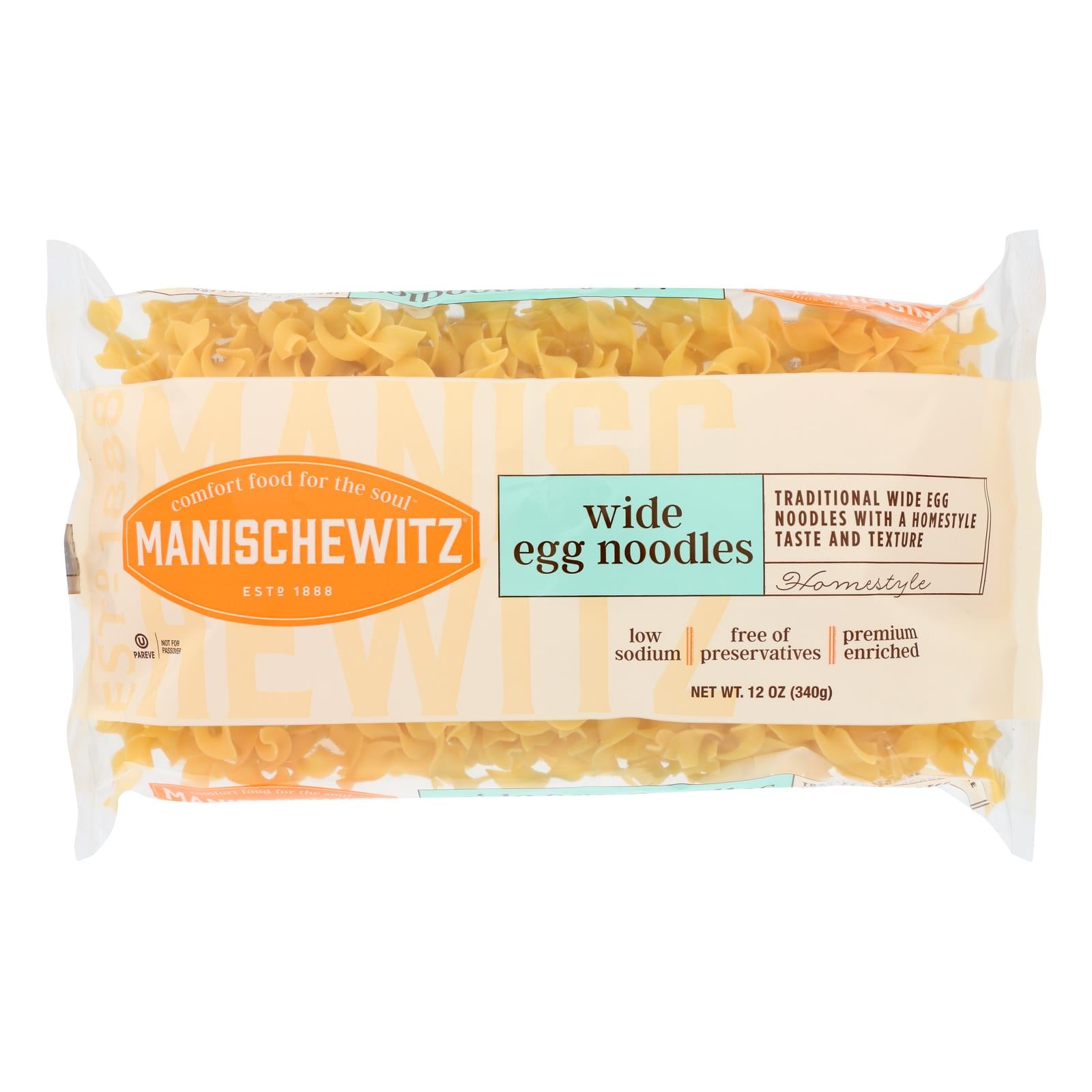 Manischewitz - Egg Noodles Broad - Case Of 12 - 12 Oz. - GreatEagleInc