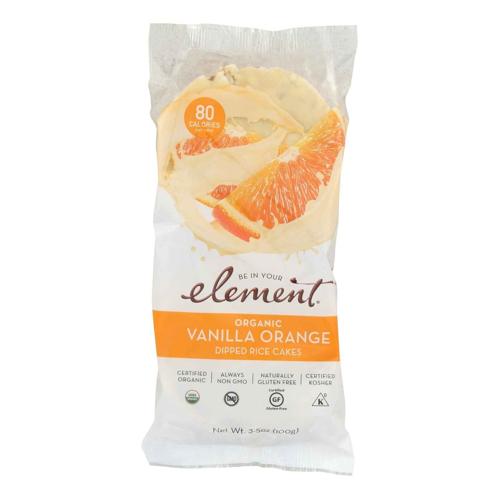 Element Organic Dipped Rice Cakes - Vanilla Orange - Case Of 6 - 3.5 Oz