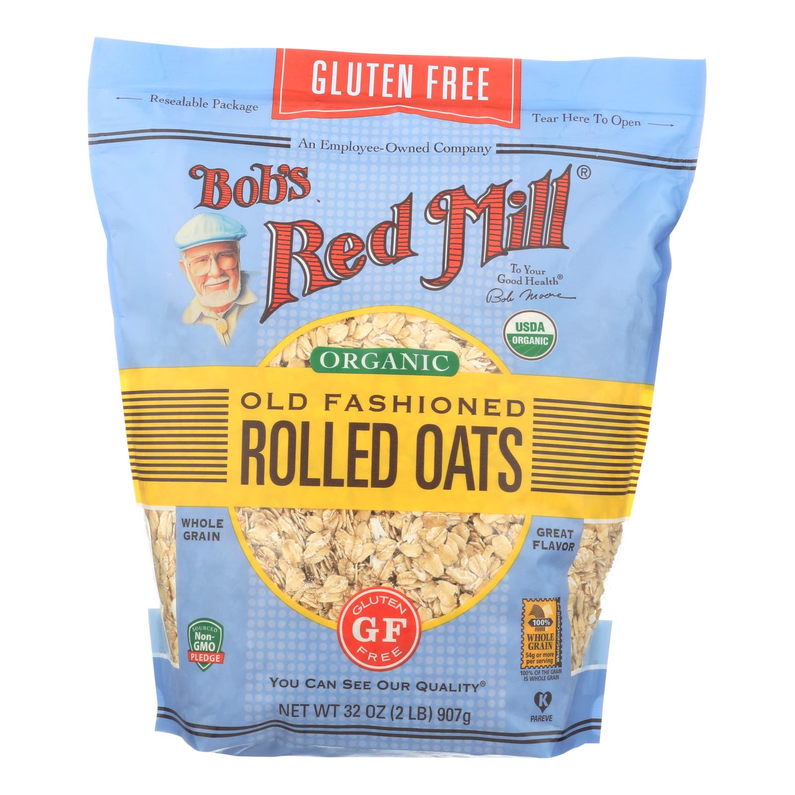 Bob's Red Mill - Organic Old Fashioned Rolled Oats - Gluten Free - Case Of 4-32 Oz - GreatEagleInc