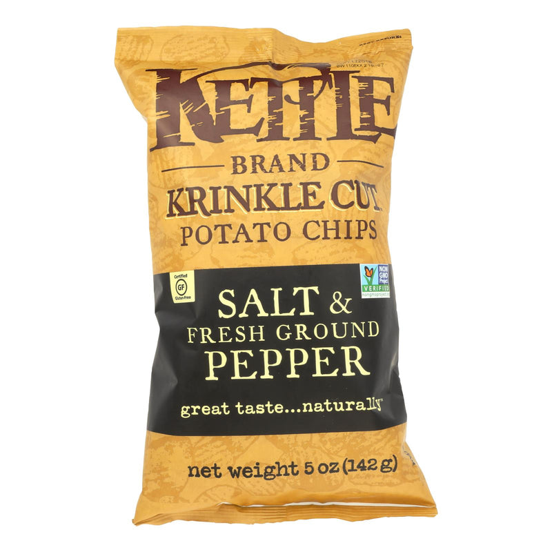 Kettle Brand Potato Chips - Salt And Pepper - Case Of 15 - 5 Oz.