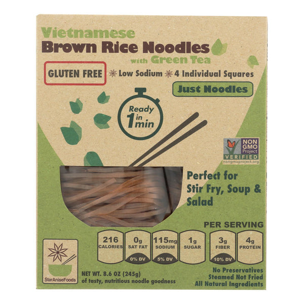 Star Anise Foods Noodles - Brown Rice - Vietnamese - With Organic Green Tea - 8.6 Oz - Case Of 6 - GreatEagleInc