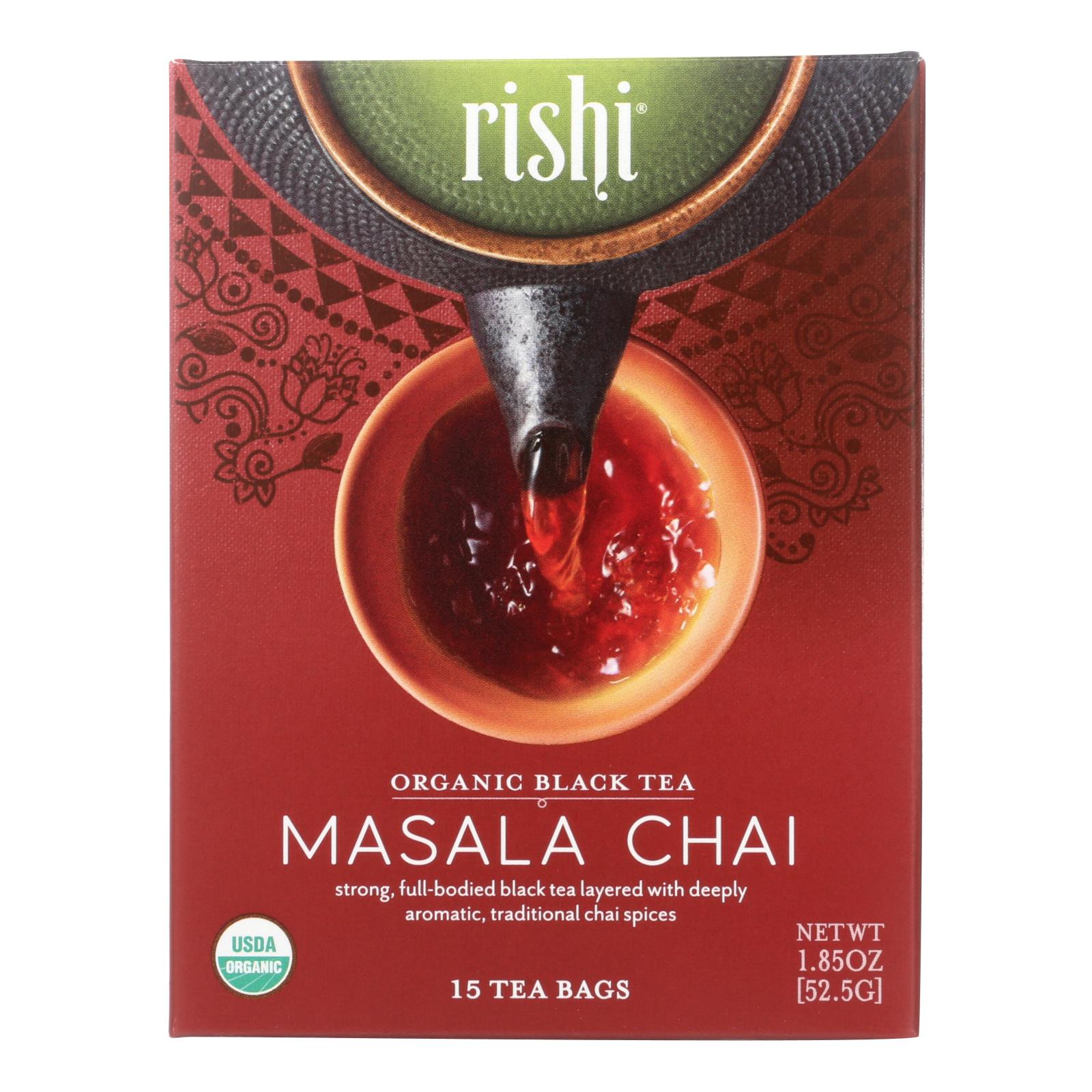 Rishi Organic Tea - Masala Chai - Case Of 6 - 15 Bags - GreatEagleInc