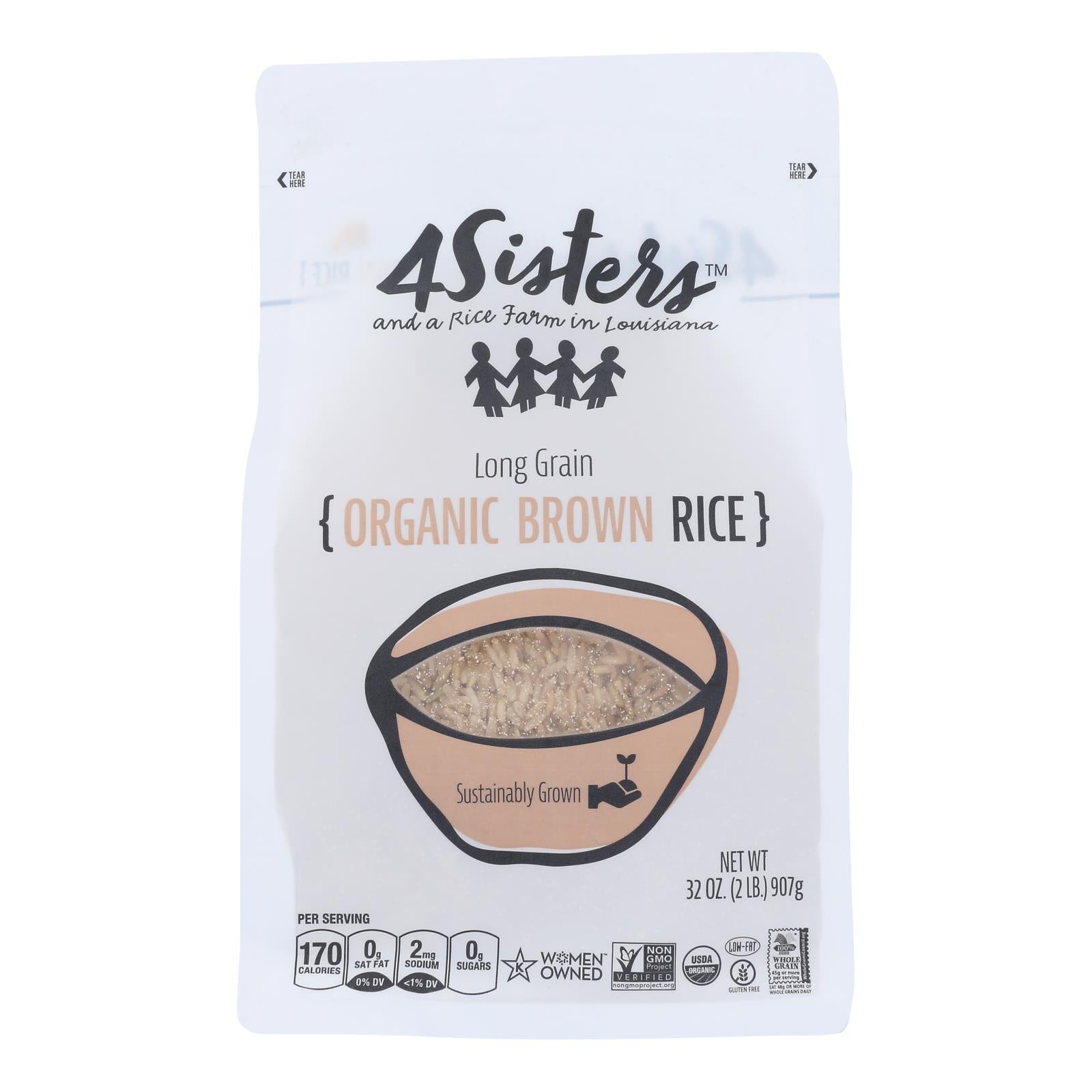 4 Sisters - Rice Og2 Brown Long Grain - Cs Of 6-2 Lb - Home & Garden
