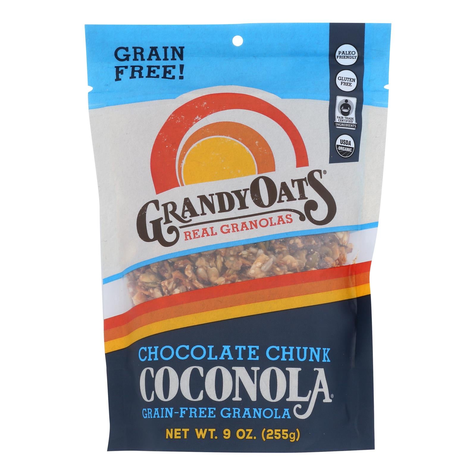 Grandy Oats Organic Granola - Chocolate Chunk Coconola - Case Of 6 - 9 Oz - GreatEagleInc