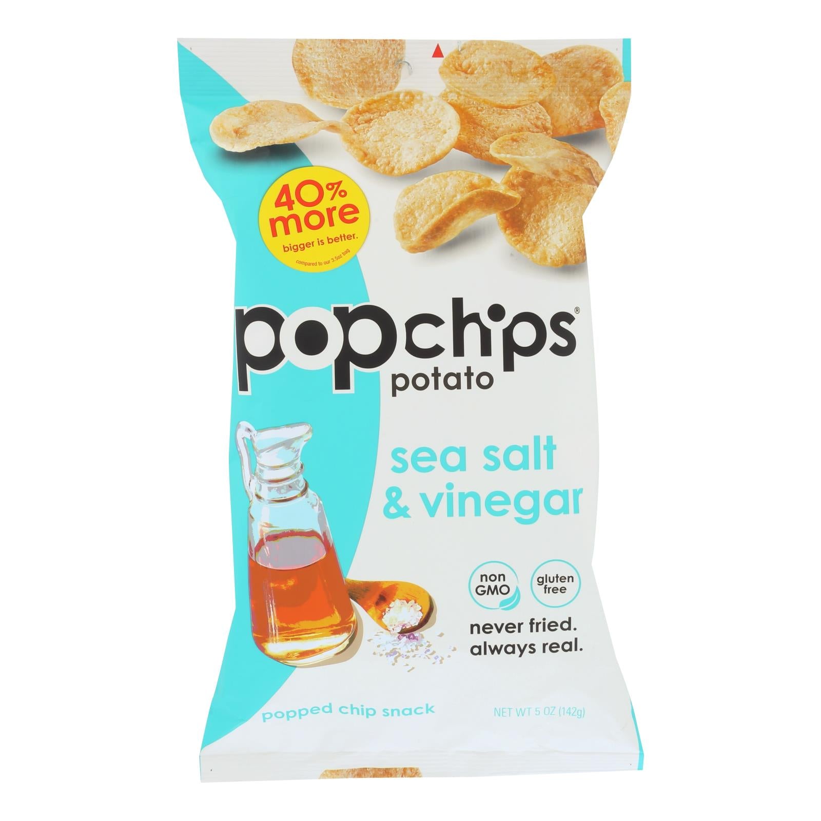 Popchips Potato Chip - Sea Salt - Vinegar - Case Of 12 - 5 Oz - GreatEagleInc