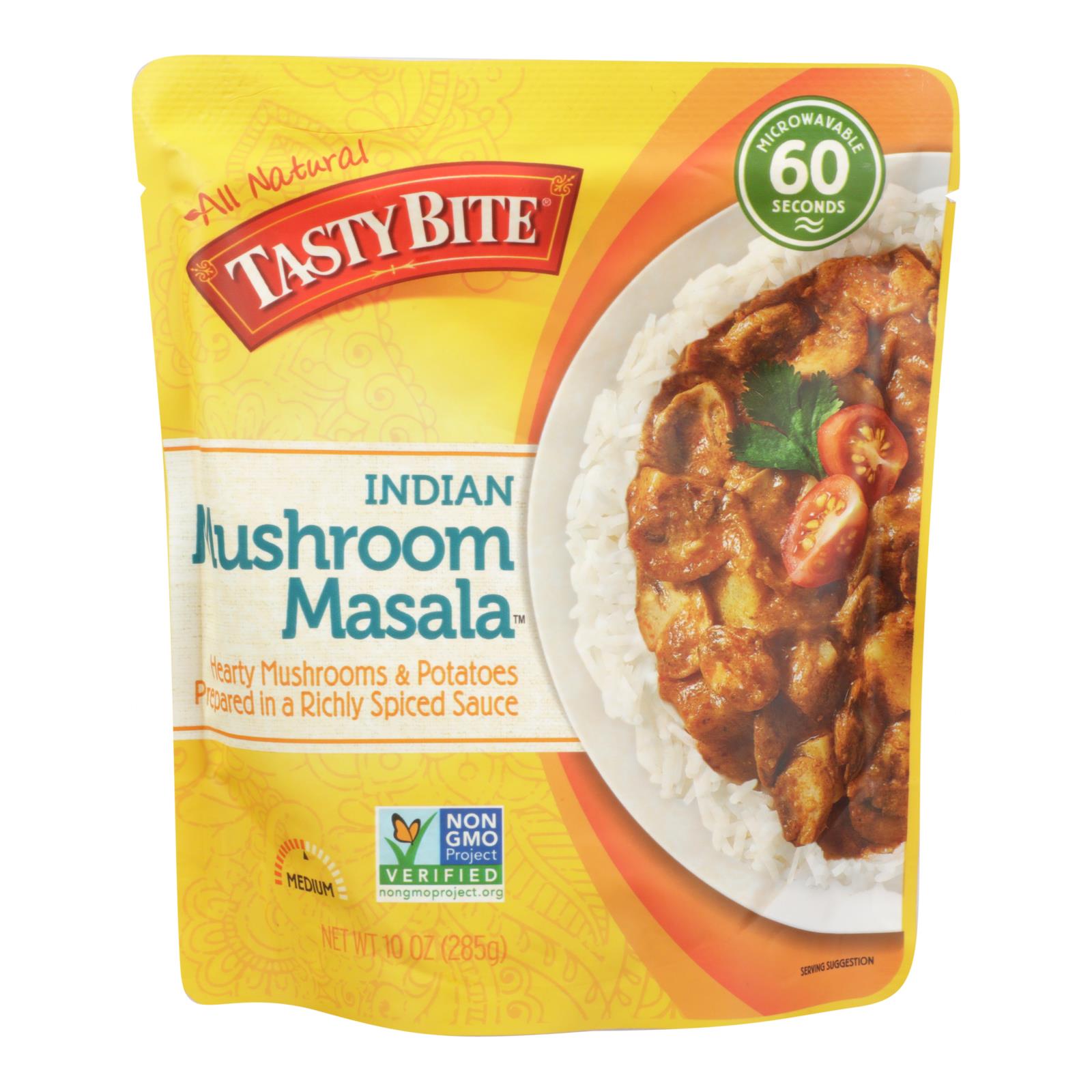 Tasty Bite Entree - Indian Cuisine - Mushroom Masala - 10 Oz - Case Of 6 - GreatEagleInc