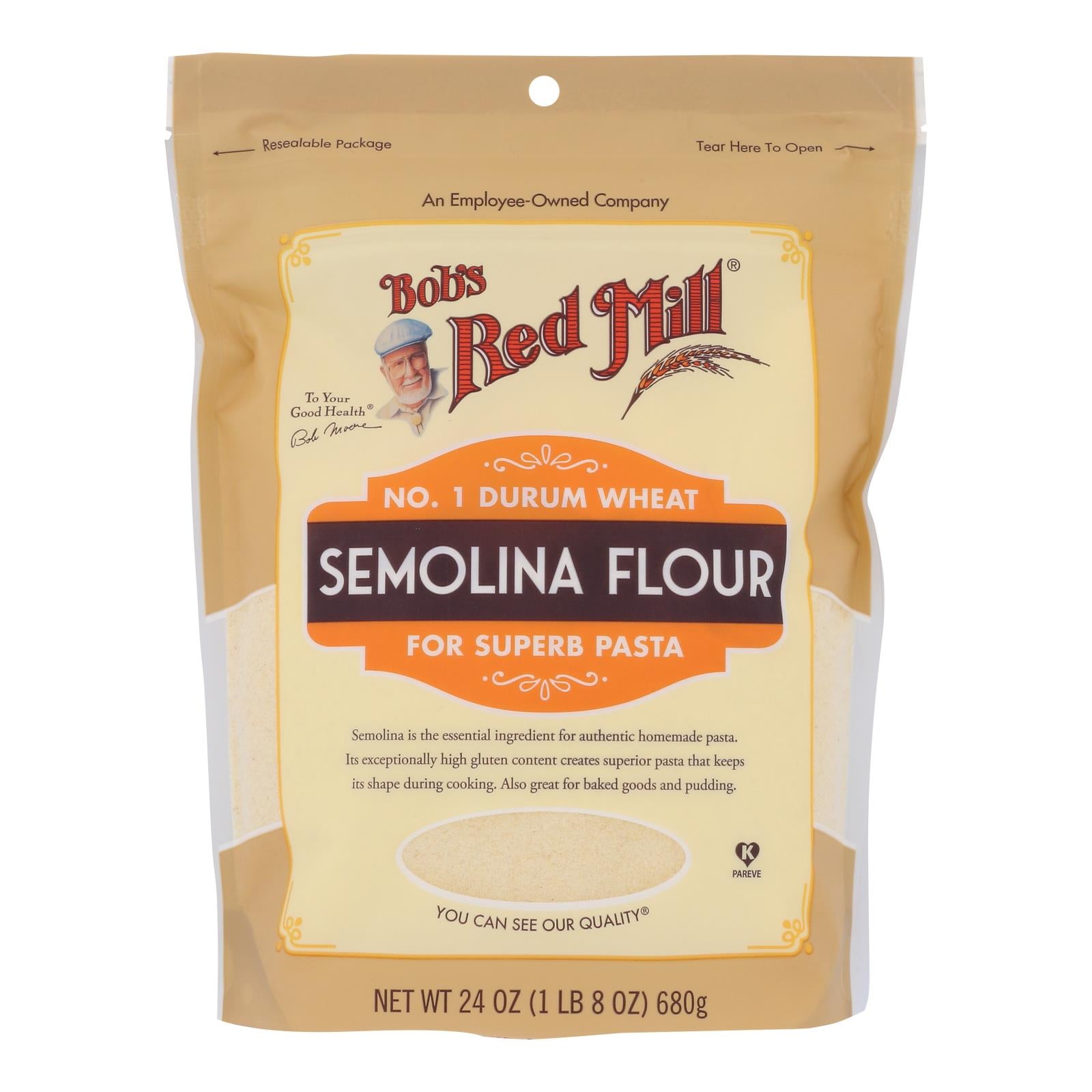 Bob's Red Mill - Flour Semolina - Case Of 4-24 Oz - GreatEagleInc