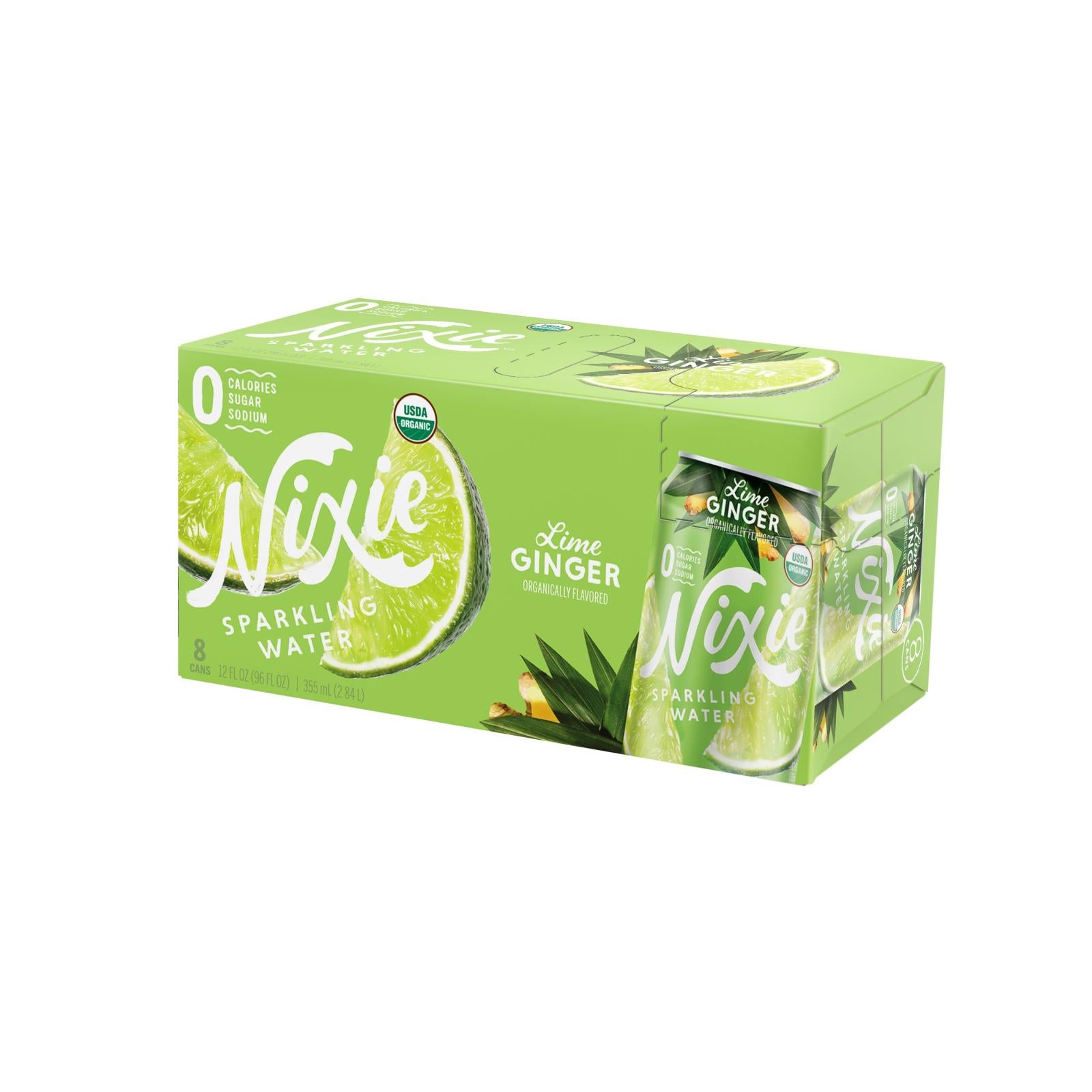 Nixie Sparkling Water - Sparkling Water Lime Ginger - Case Of 3 - 8/12 Fz - GreatEagleInc