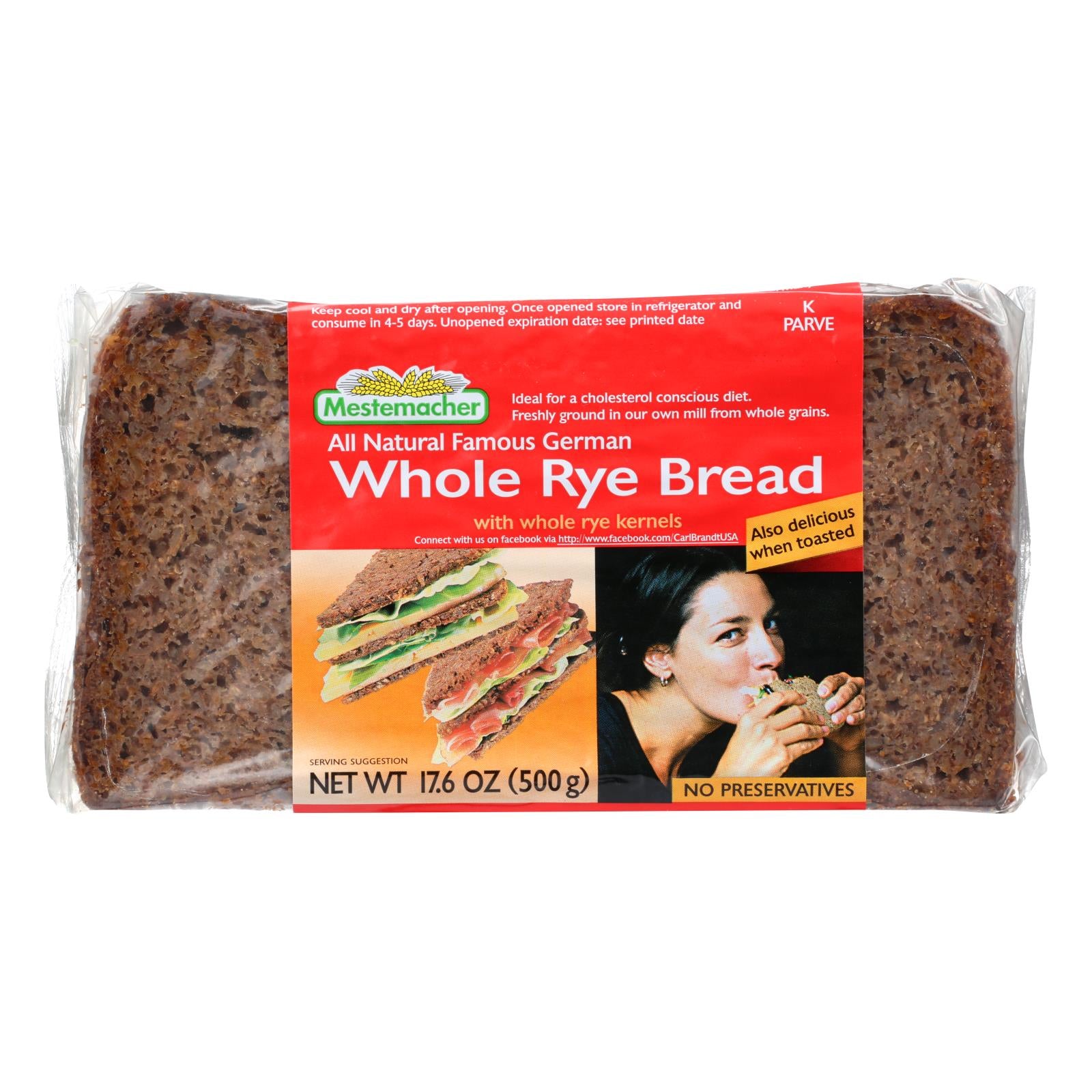 Mestemacher Bread Bread - Rye - Whole - 17.6 Oz - Case Of 12 - GreatEagleInc