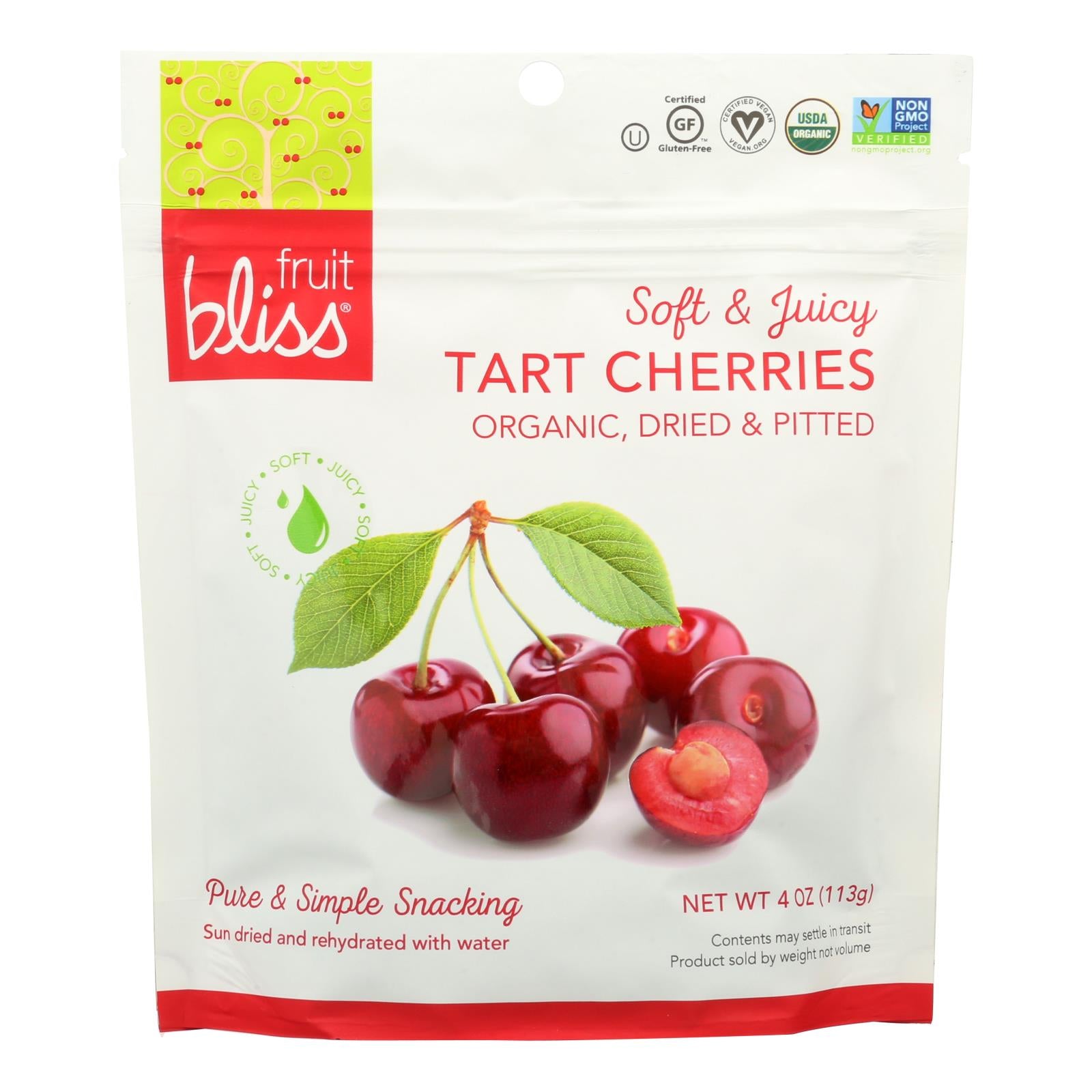 Fruit Bliss - Organic Tart Dried Cherries - Case Of 6 - 4 Oz. - Eco-Friendly Home & Grocery