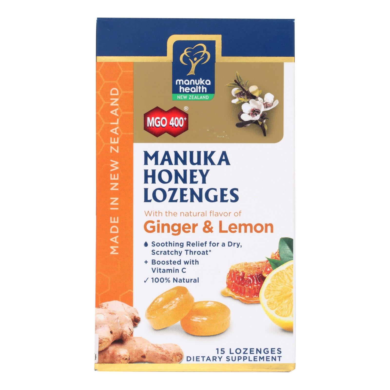 Manuka Health - Loz Honey Mgo 400+lem Ginger - 1 Each 1-15 Ct - GreatEagleInc