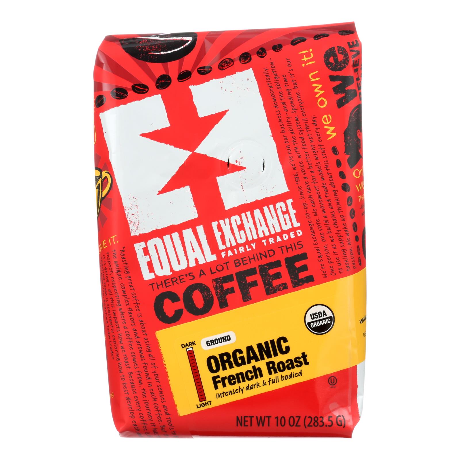 Equal Exchange Organic Drip Coffee - French Roast - Case Of 6 - 10 Oz. - GreatEagleInc