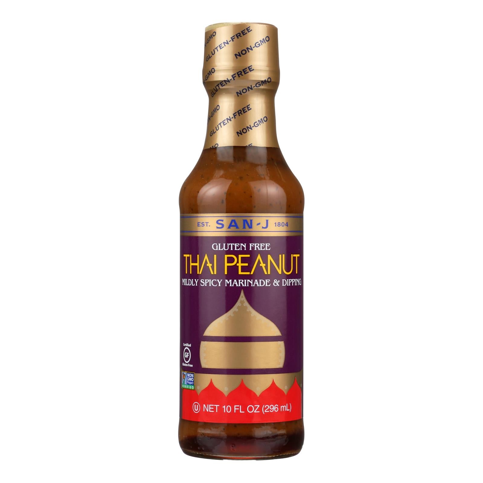 San - J Cooking Sauce - Thai Peanut - Case Of 6 - 10 Fl Oz. - GreatEagleInc