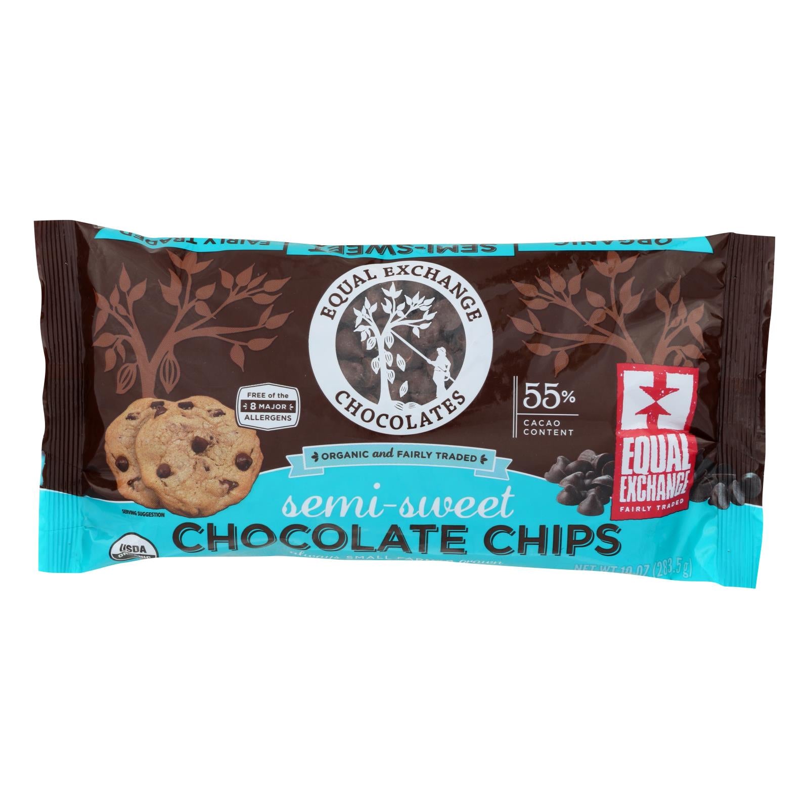 Equal Exchange Organic Chocolate Chips - Semi-sweet - Case Of 12 - 10 Oz. - GreatEagleInc