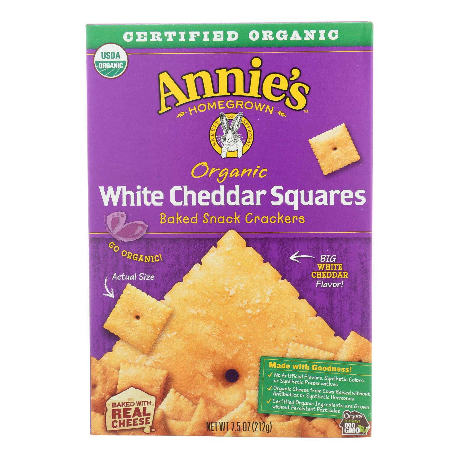Annie's Homegrown Cheddar Squares White Cheddar Squares - Case Of 12 - 7.5 Oz - GreatEagleInc