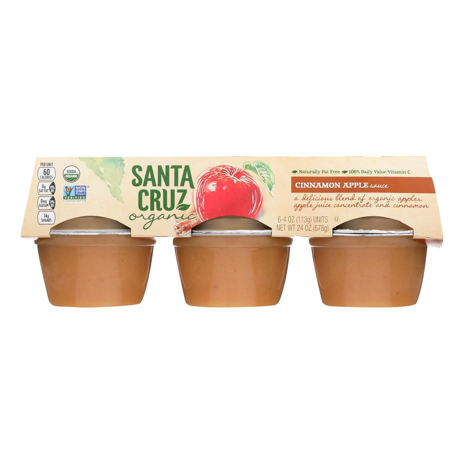 Santa Cruz Organic Apple Sauce - Cinnamon - Case Of 12 - 4 Oz. - GreatEagleInc