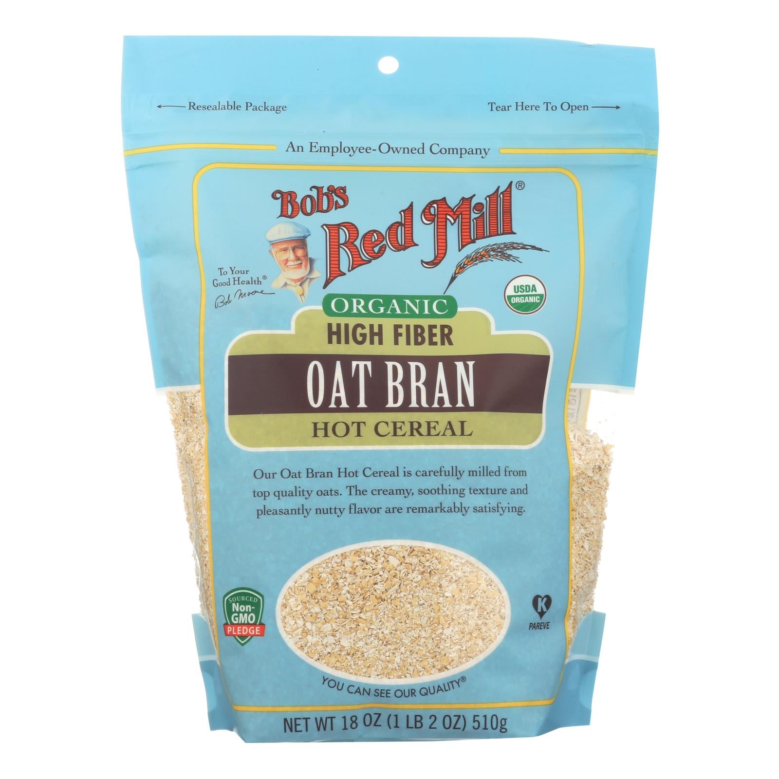 Bob's Red Mill - Oat Bran - Organic High Fiber Hot Cereal - Case Of 4 - 18 Oz. - GreatEagleInc