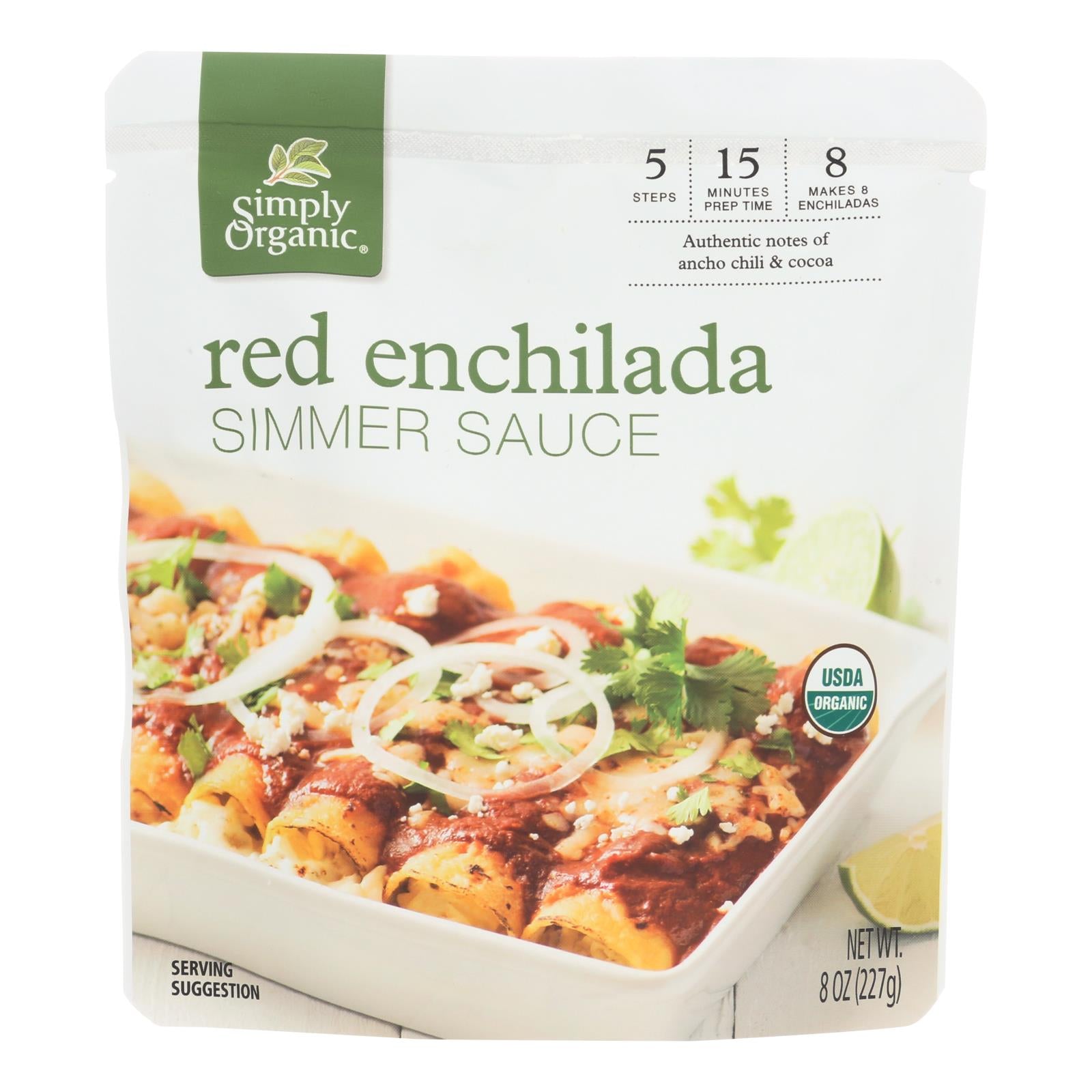 Simply Organic Simmer Sauce - Organic - Red Enchilada - Case Of 6 - 8 Oz - GreatEagleInc