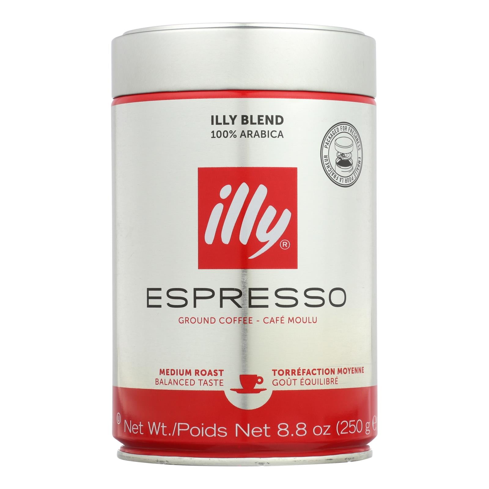 Illy Caffe Coffee Coffee - Espresso - Ground - Medium Roast - 8.8 Oz - Case Of 6 - GreatEagleInc