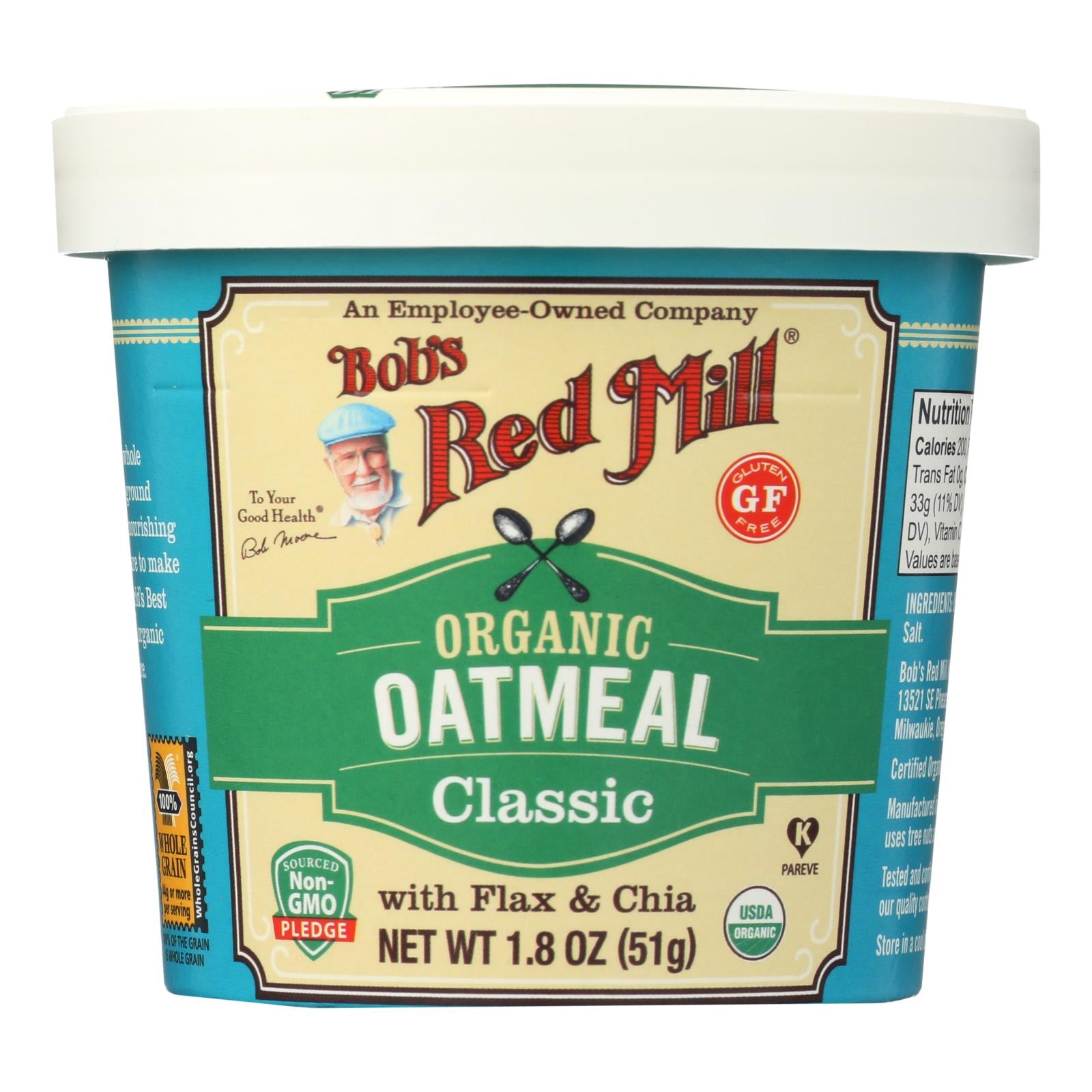 Bob's Red Mill - Oatmeal - Organic - Cup - Classc - Gluten Free - Case Of 12 - 1.8 Oz - GreatEagleInc