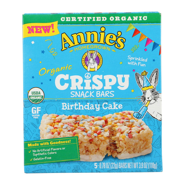 Annie's Homegrown - Crispy Snack Bars Birthday Cake 5count - Case Of 8 - 3.9 Oz - GreatEagleInc
