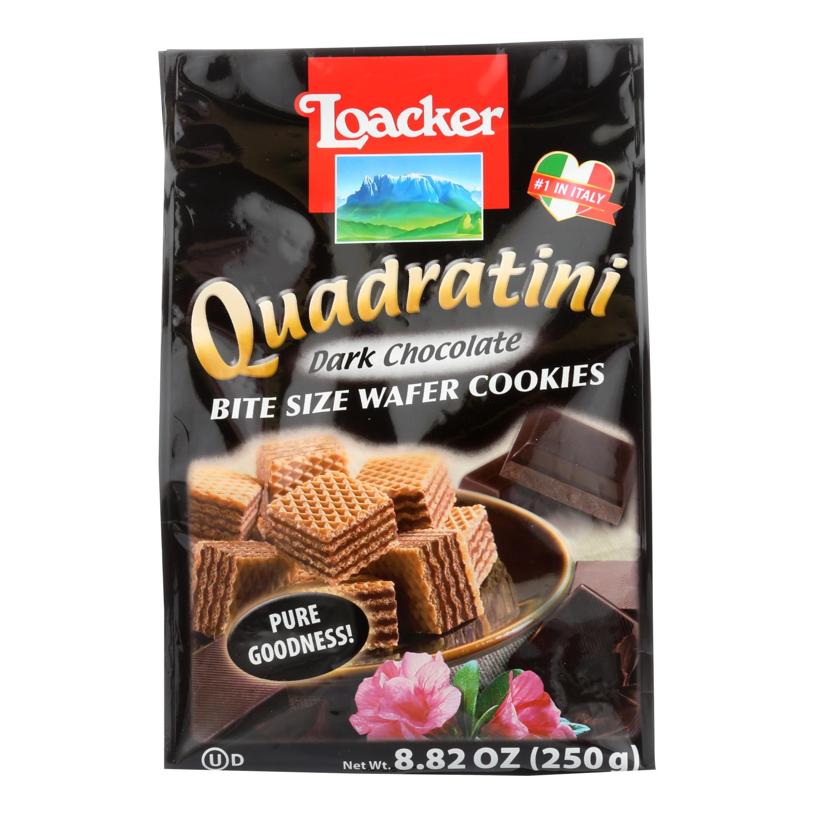Loacker Quadratini Dark Chocolate Wafer Cookies  - Case Of 6 - 8.82 Oz - GreatEagleInc