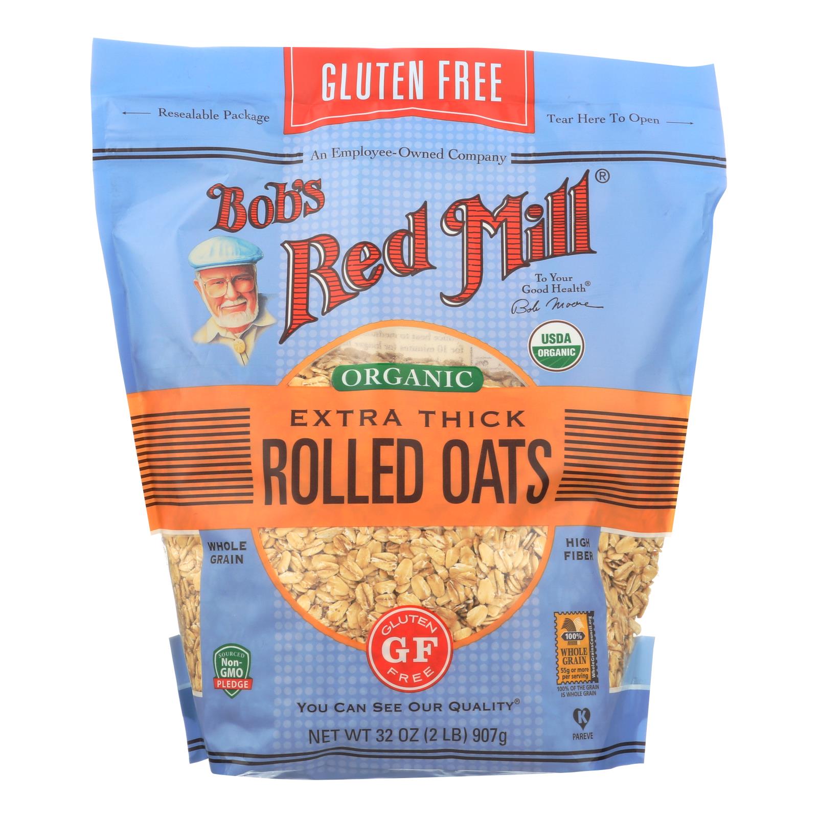 Bob's Red Mill - Organic Thick Rolled Oats - Gluten Free - Case Of 4-32 Oz - GreatEagleInc