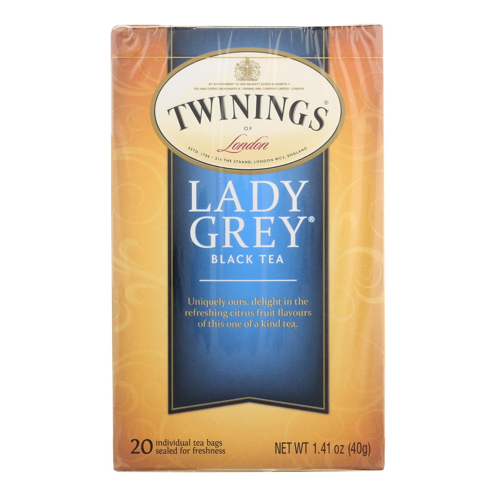 Twinings Tea Black Tea - Lady Grey - Case Of 6 - 20 Bags - GreatEagleInc