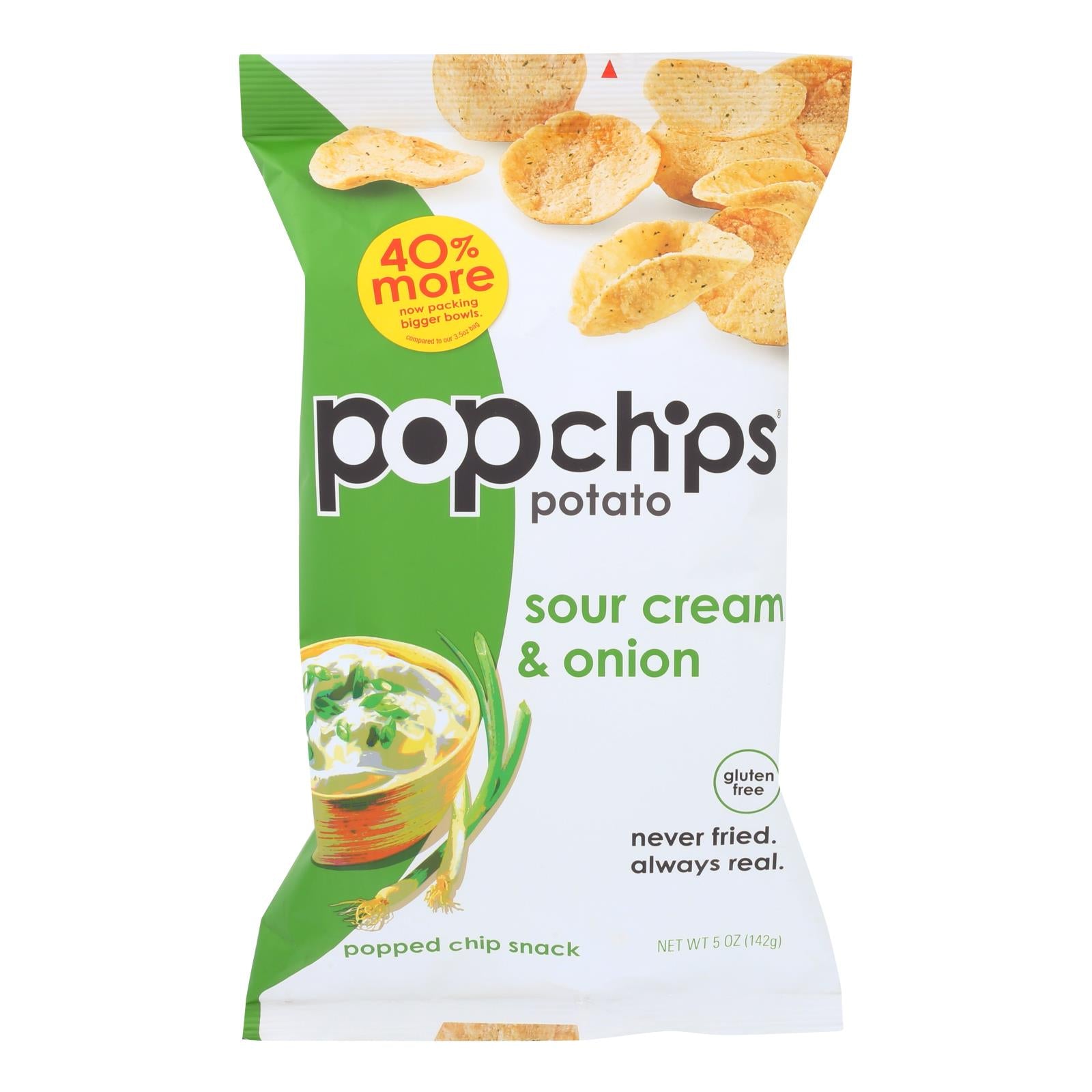 Popchips Potato Chip - Sour Cream - Onion - Case Of 12 - 5 Oz - GreatEagleInc