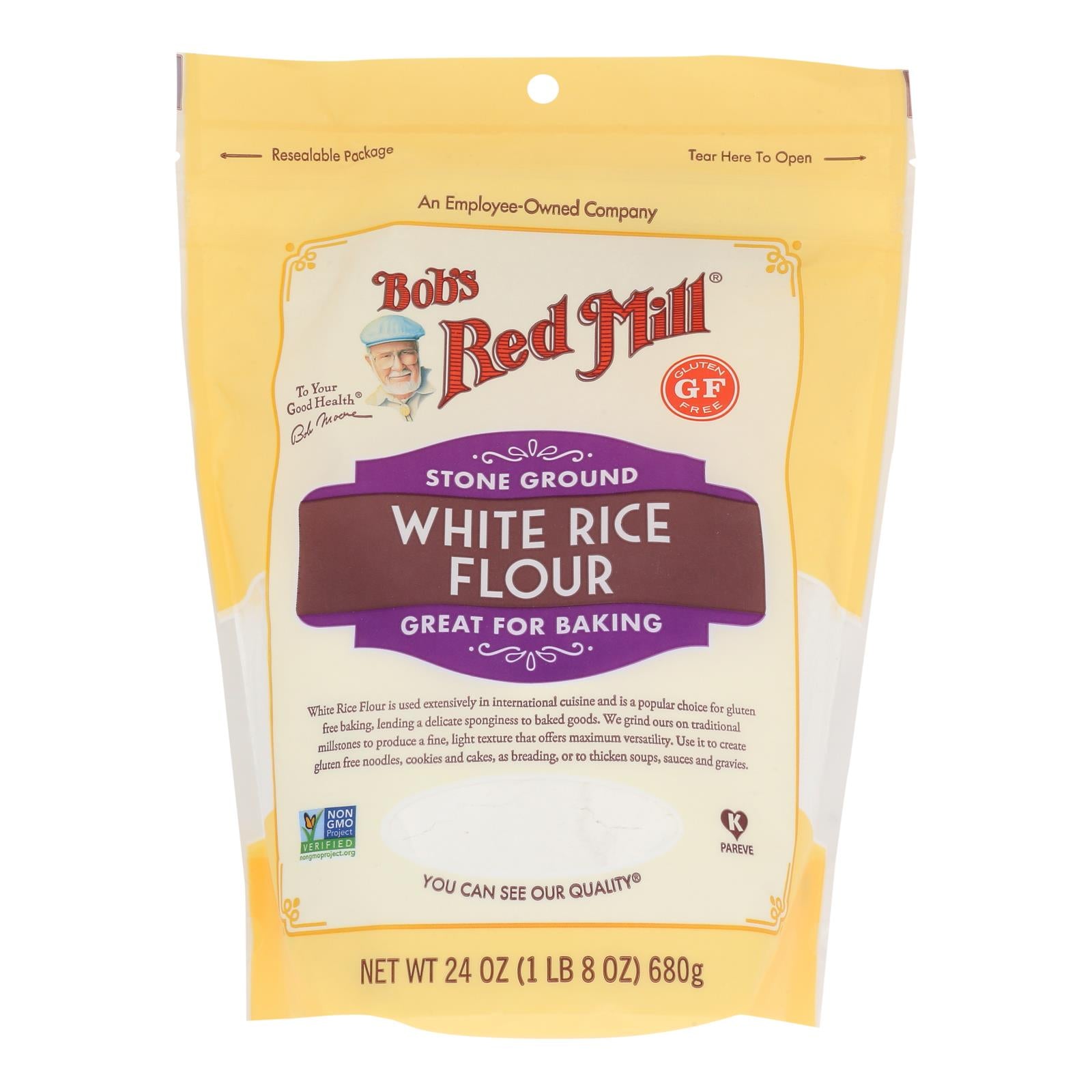 Bob's Red Mill - Flour Wht Rice Stne Ground - Case Of 4-24 Oz - GreatEagleInc