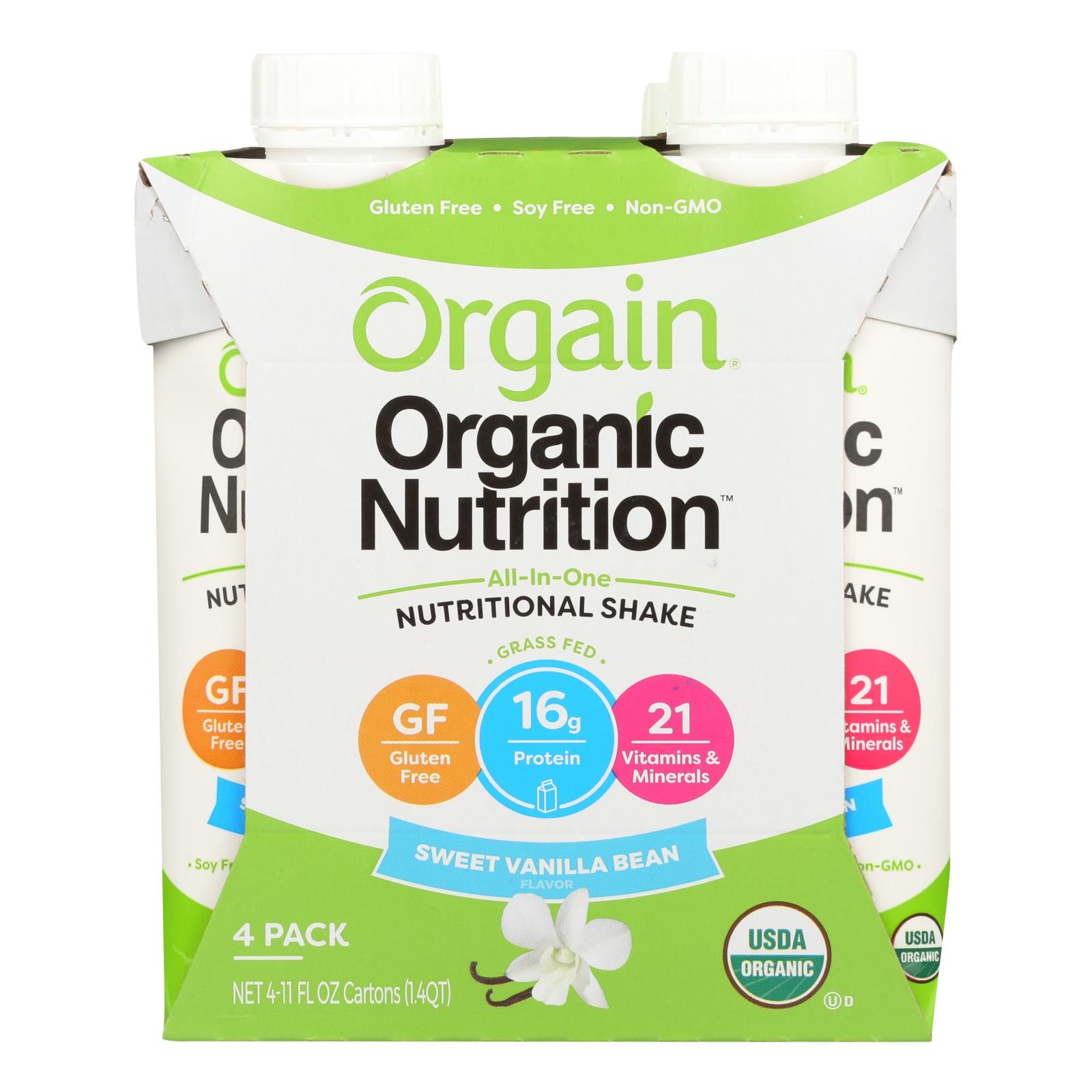 Orgain Organic Nutrition Shake - Vanilla Bean - 11 Fl Oz - Case Of 12 - GreatEagleInc
