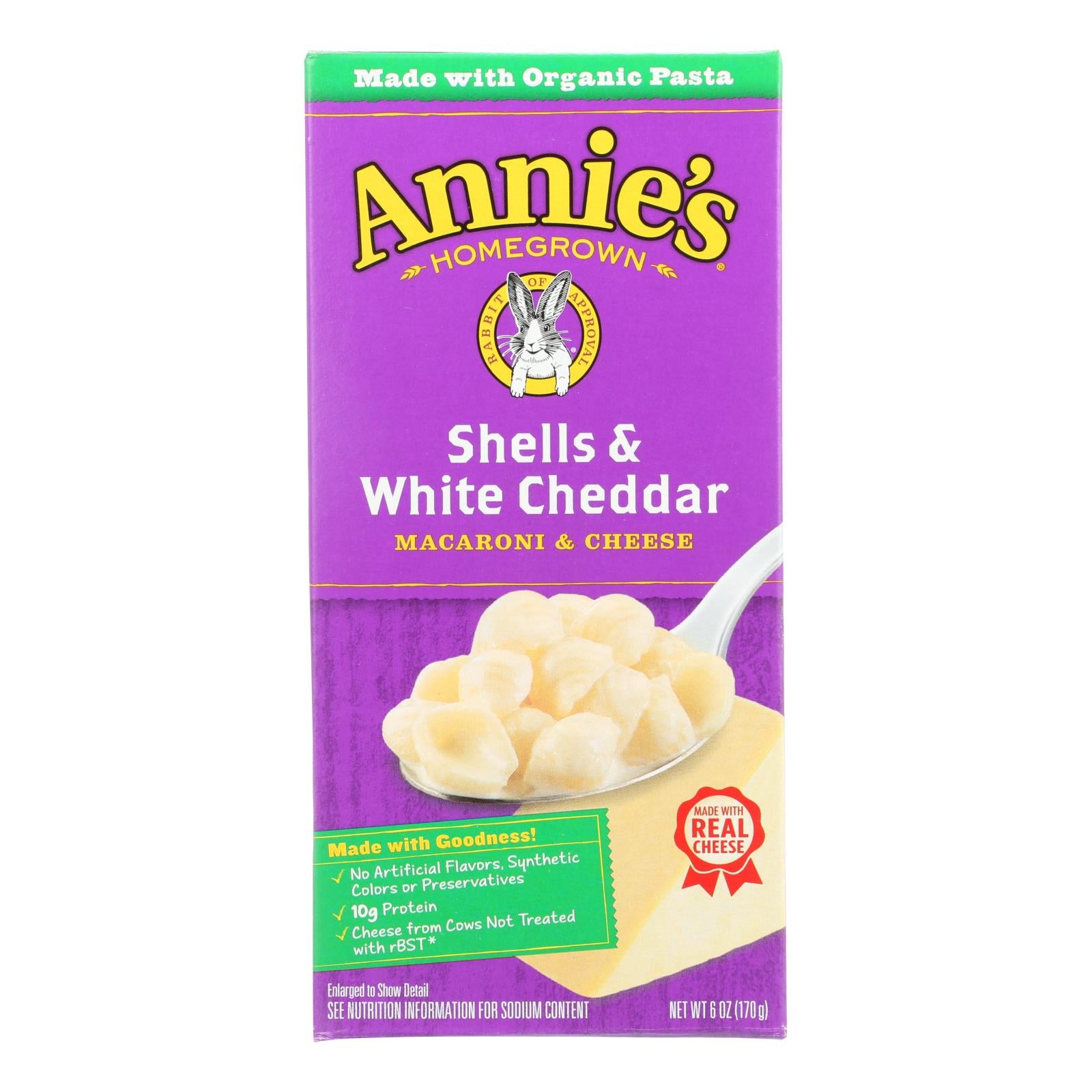 Annies Homegrown Macaroni And Cheese - Shells And White Cheddar - 6 Oz - Case Of 12 - Eco-Friendly Home & Grocery