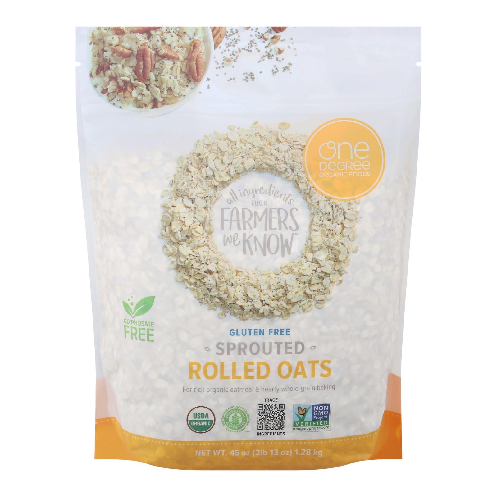 One Degree Organic Foods - Sprtd Oats Rolled - Case Of 4 - 45 Oz - GreatEagleInc