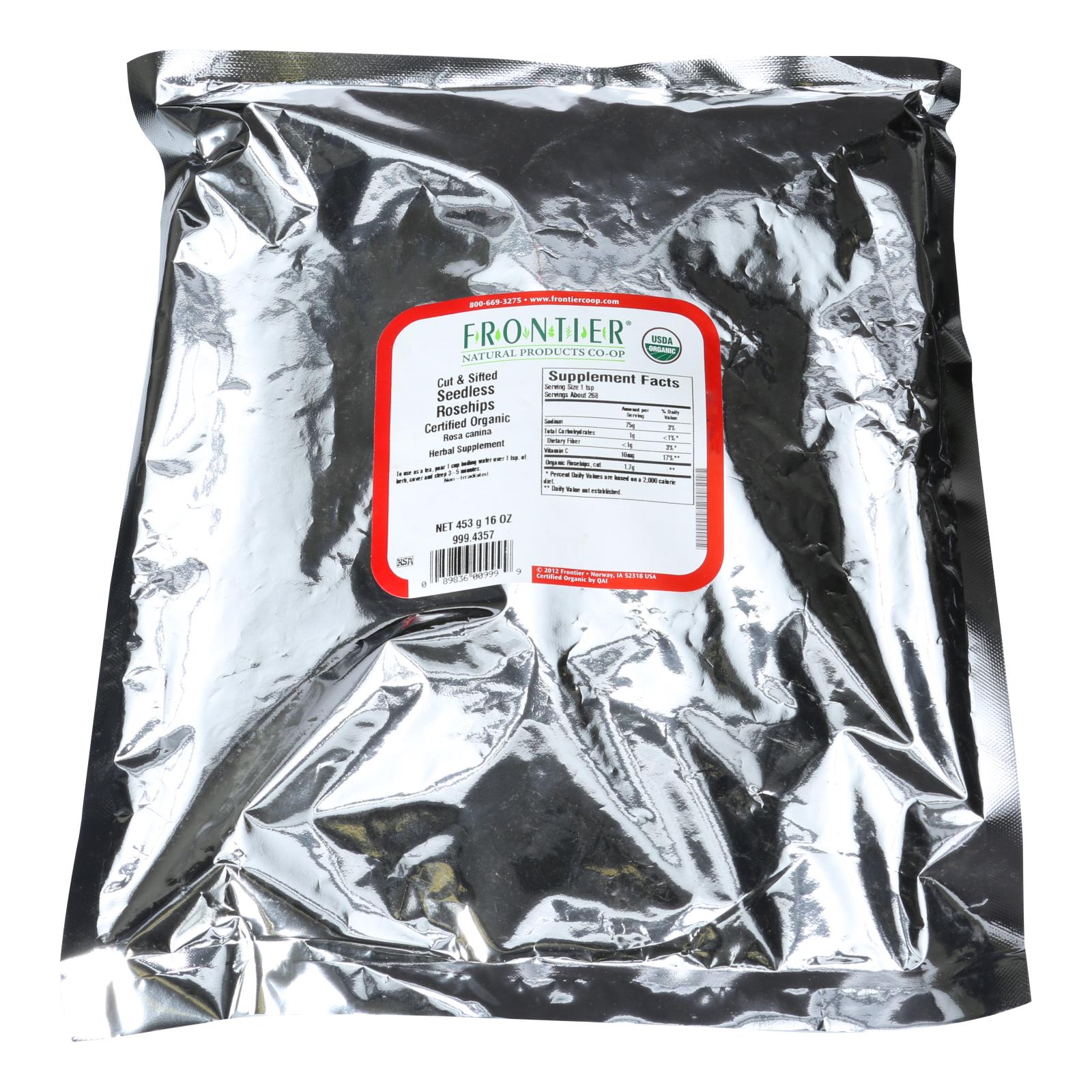Frontier Herb Rosehips Organic Seedless Cut And Sifted - Single Bulk Item - 1lb - Eco-Friendly Home & Grocery