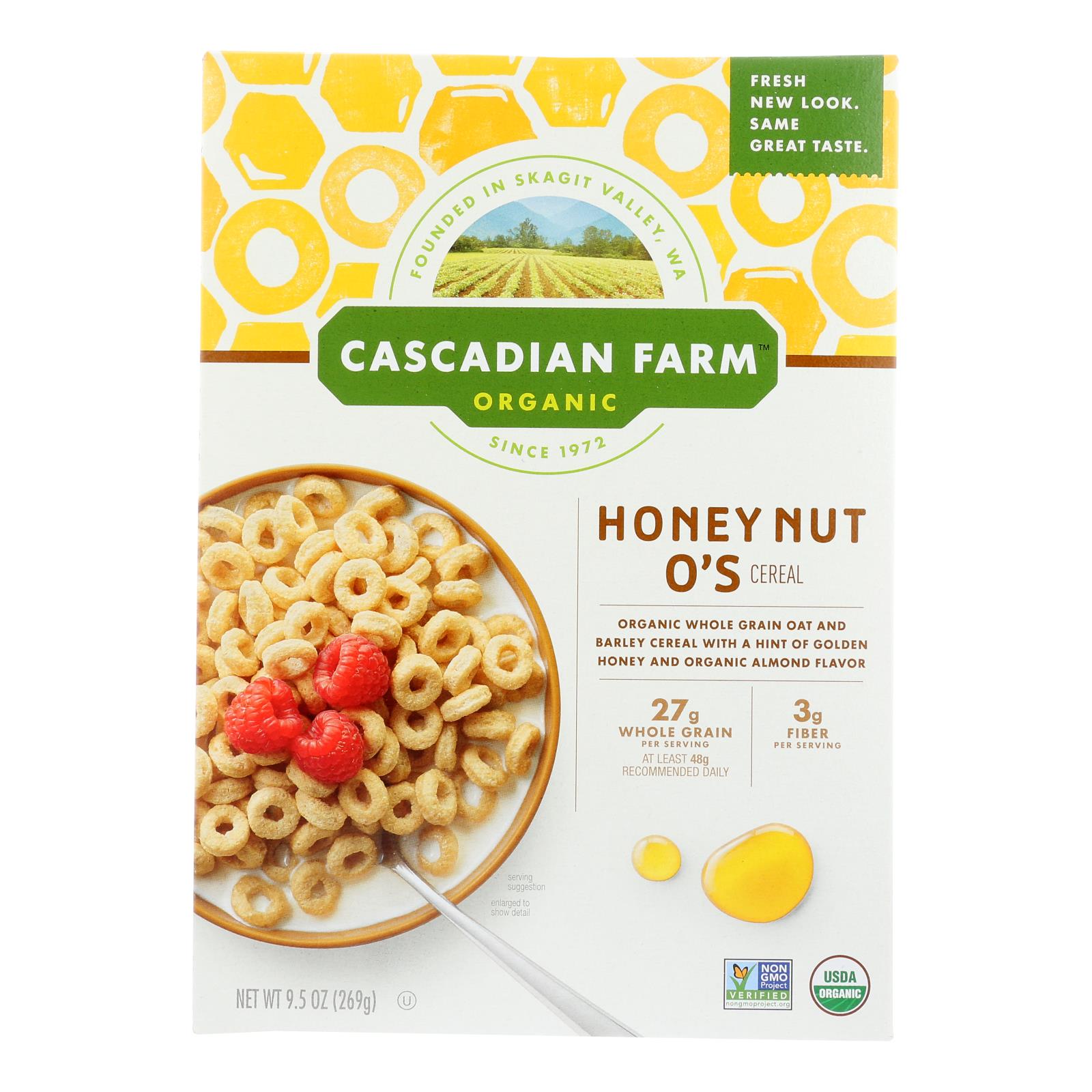 Cascadian Farm Organic Cereal - Honey Nut Os - Case Of 12 - 9.5 Oz - GreatEagleInc