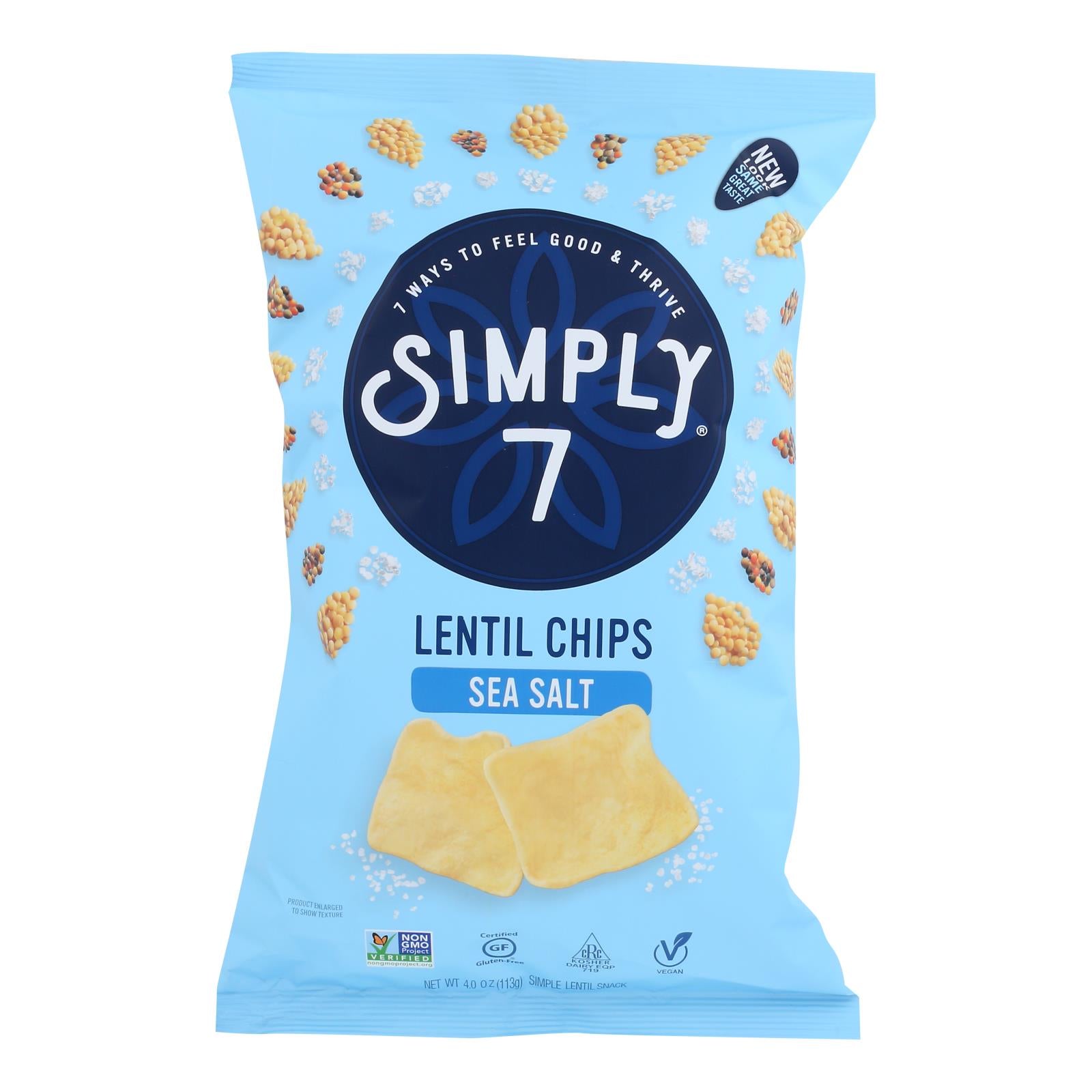 Simply 7 Lentil Chips - Sea Salt - Case Of 12 - 4 Oz. - GreatEagleInc