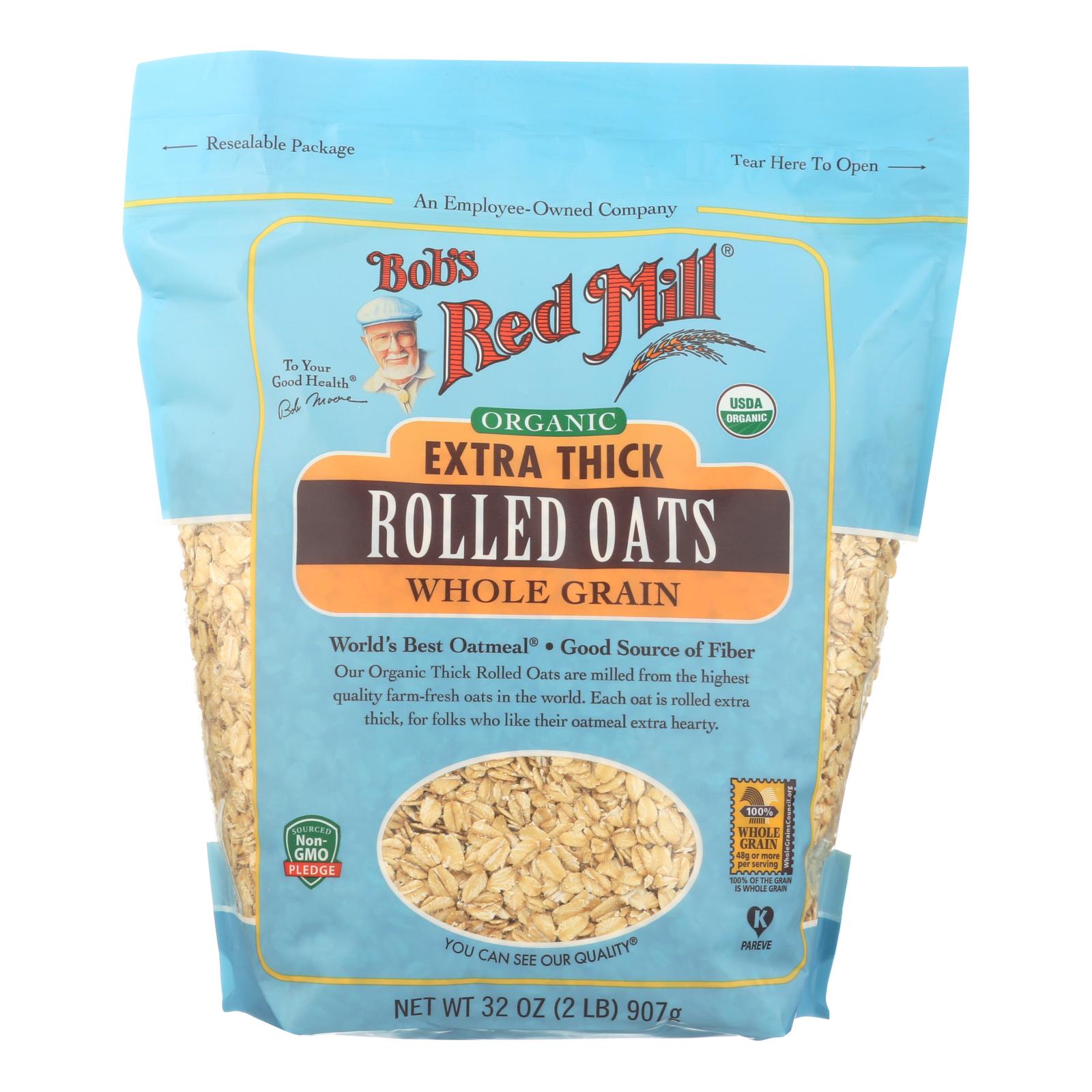 Bob's Red Mill - Oats - Organic Extra Thick Rolled Oats - Whole Grain - Case Of 4 - 32 Oz. - GreatEagleInc