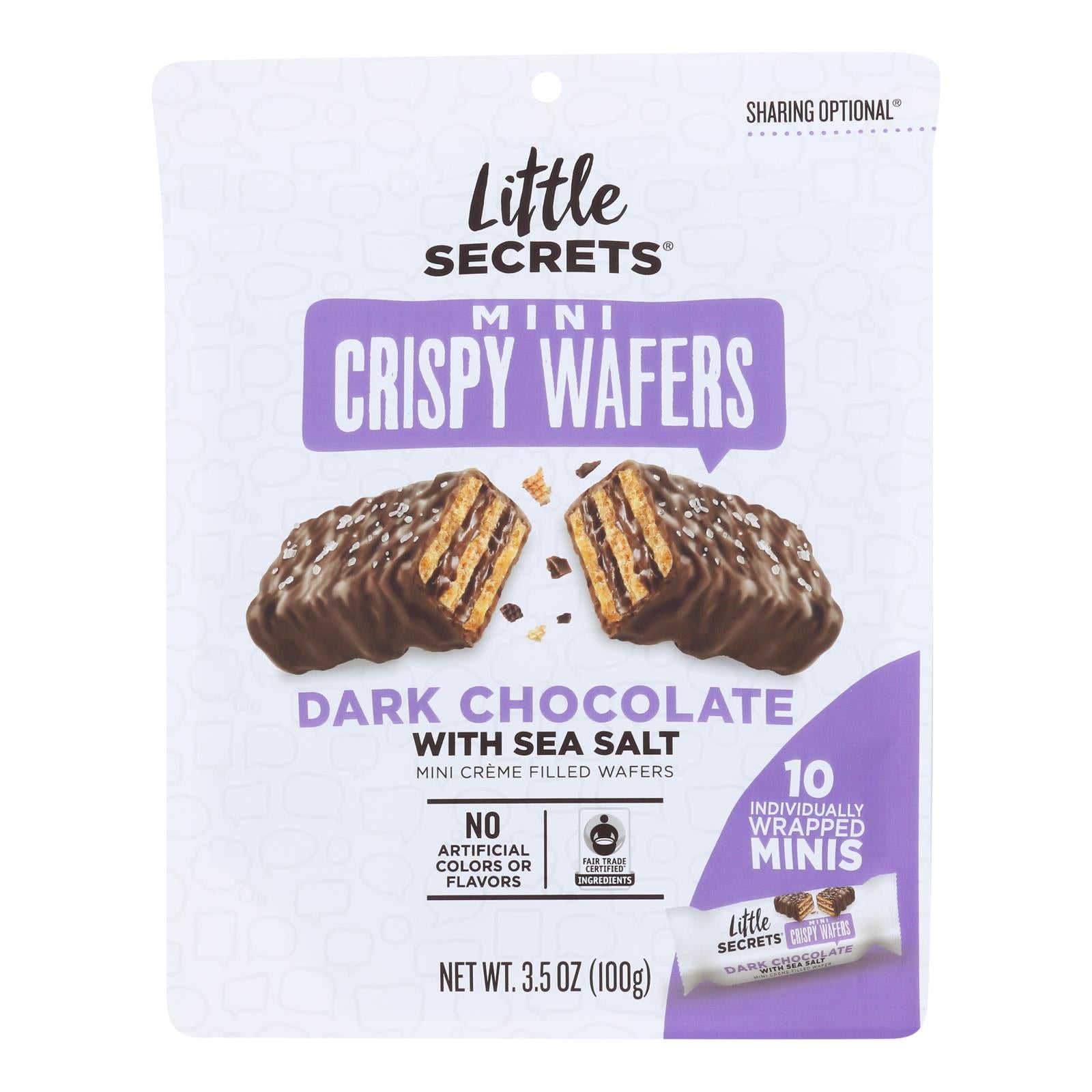 Little Secrets - Crispy Wafrs Dark Chocolate Sea Salt - Case Of 6-3.5 Oz - GreatEagleInc