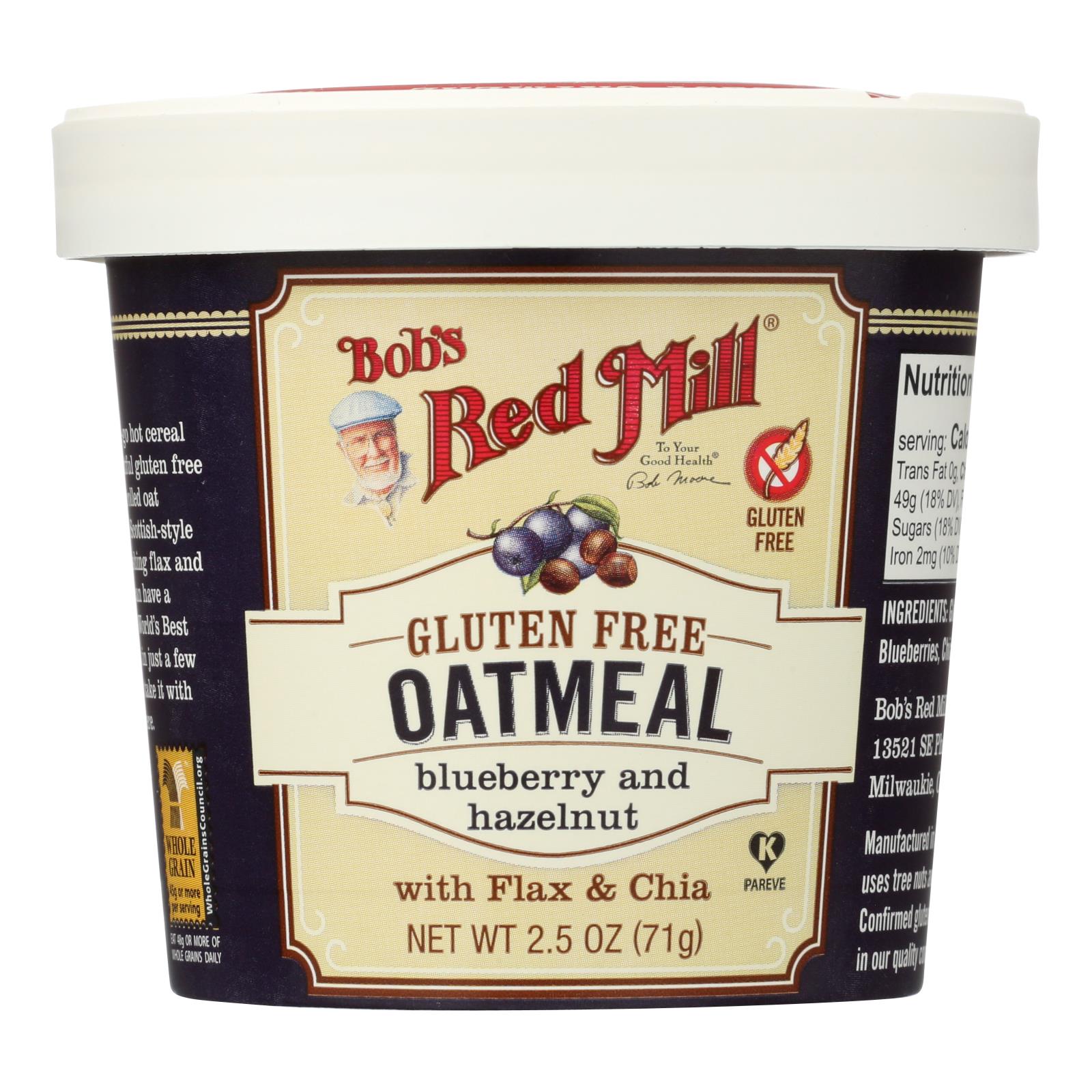 Bob's Red Mill - Gluten Free Oatmeal Cup Blueberry And Hazelnut - 2.5 Oz - Case Of 12 - GreatEagleInc