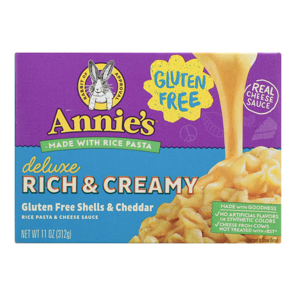 Annies Homegrown Rice Pasta Dinner - Creamy Deluxe - Rice Pasta And Extra Cheesy Cheddar Sauce - Gluten Free - 11 Oz - Case…