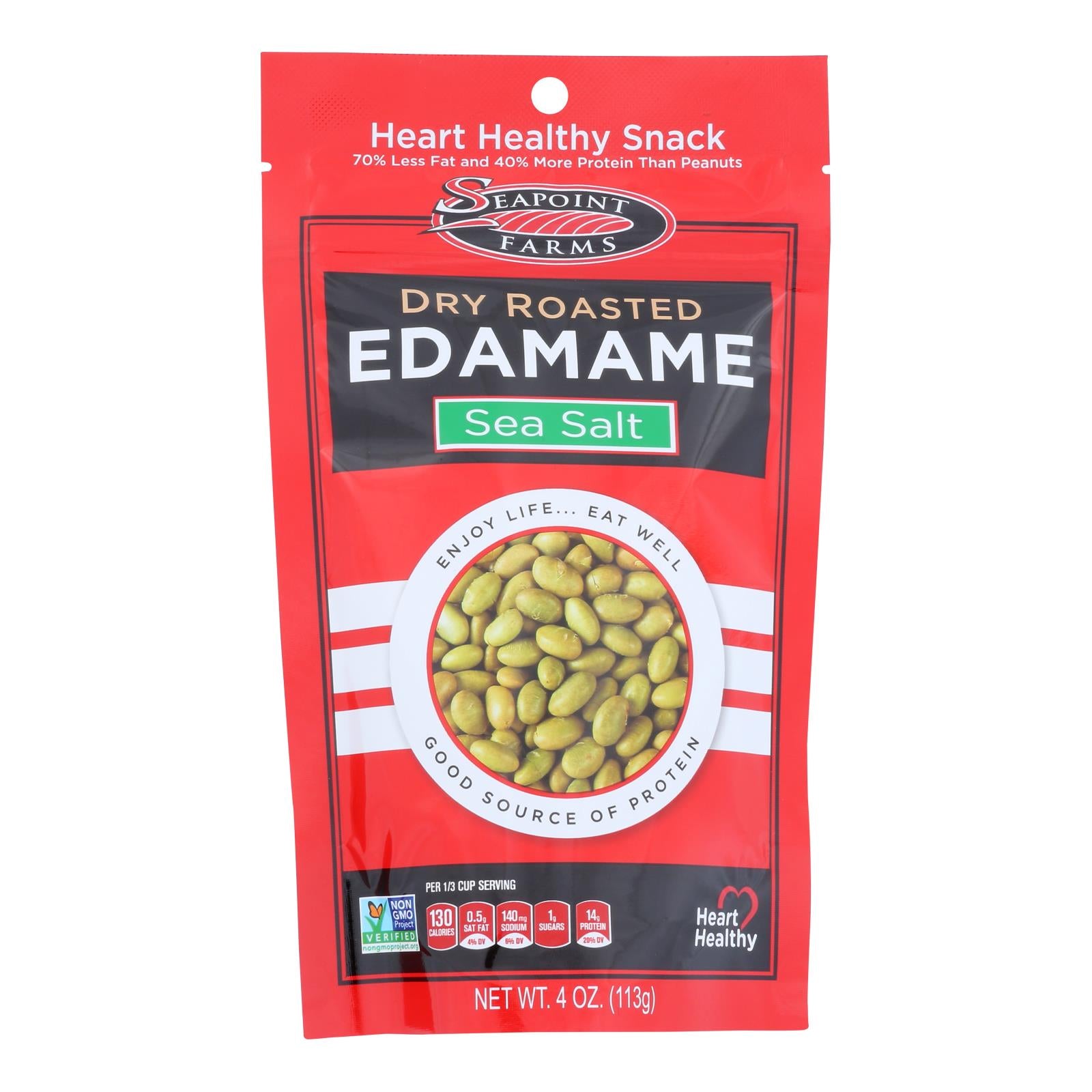 Seapoint Farms Dry Roasted Edamame - Sea Salt - Case Of 12 - 4 Oz. - GreatEagleInc