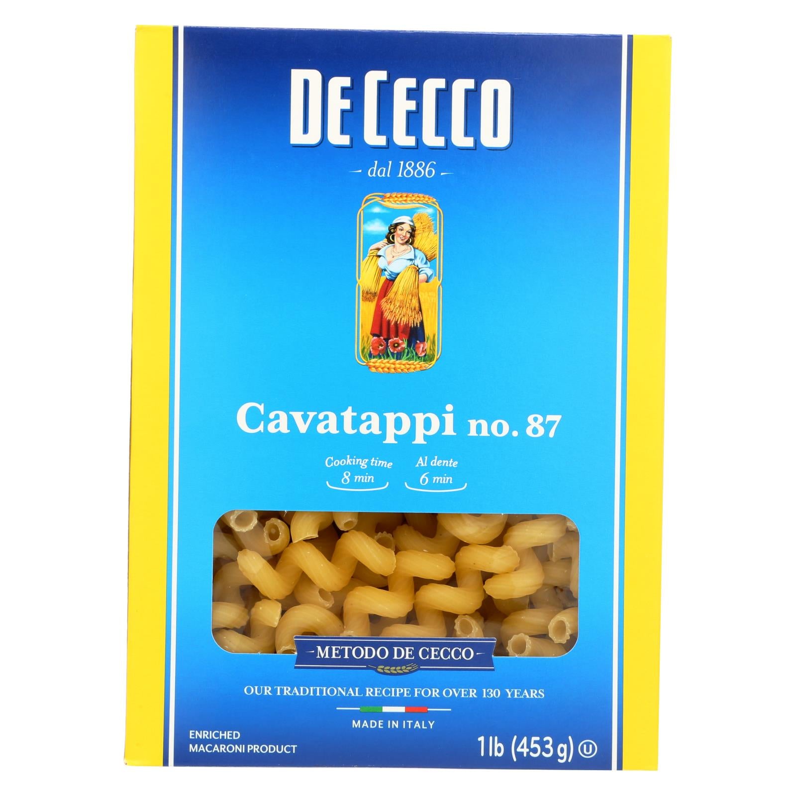 De Cecco Pasta - Pasta - Cavatappi - Case Of 12 - 16 Oz - GreatEagleInc