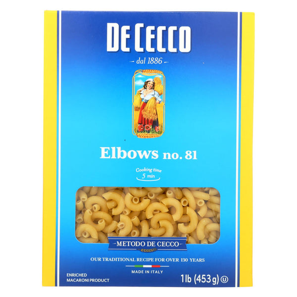 De Cecco Pasta - Elbows Pasta - Case Of 20 - 16 Oz. - Eco-Friendly Home & Grocery