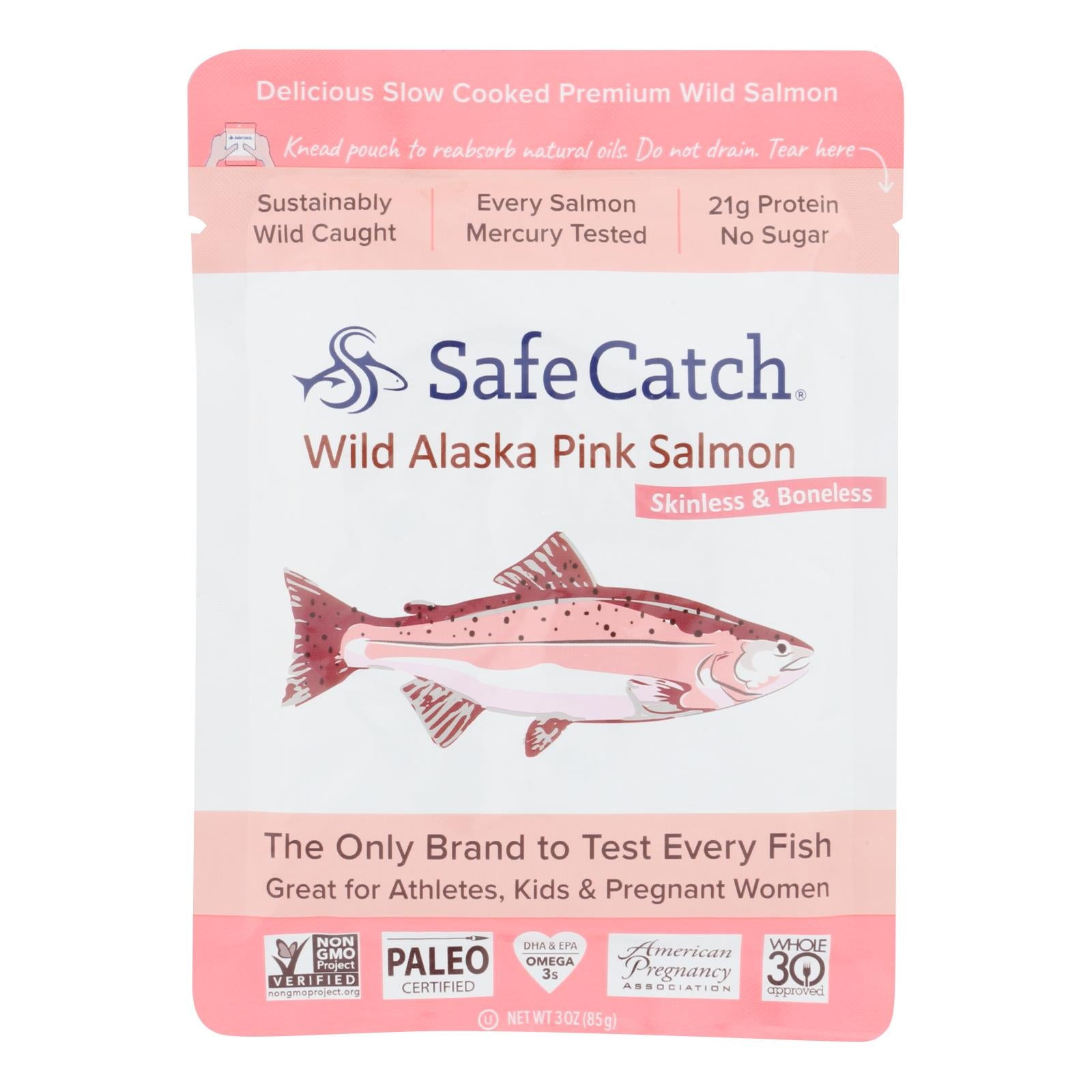 Safe Catch - Salmon Pink Wild Alaskan - Case Of 12 - 3 Oz - GreatEagleInc