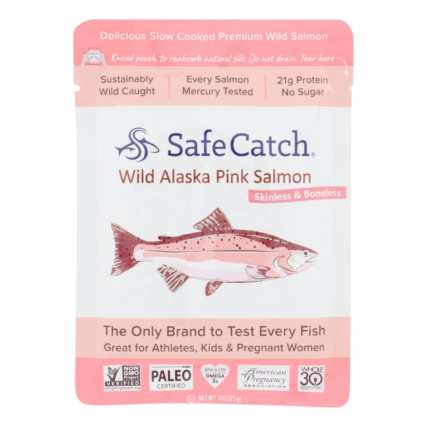 Safe Catch - Salmon Pink Wild Alaskan - Case Of 12 - 3 Oz - GreatEagleInc