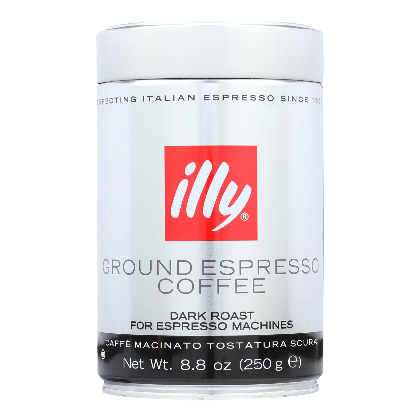 Illy Caffe Coffee Coffee - Espresso - Ground - Dark Roast - 8.8 Oz - Case Of 6 - GreatEagleInc